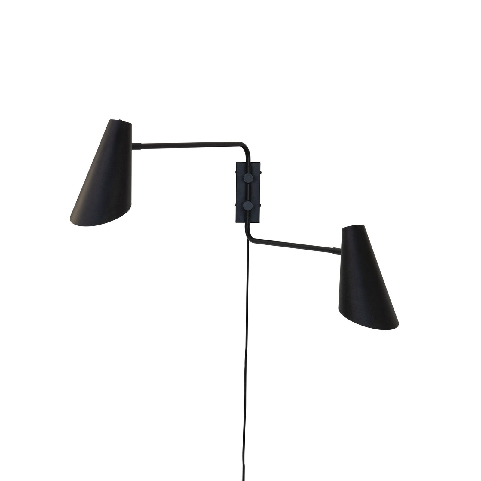 Dyberg Larsen wandlamp Cale, zwart, metaal, 2-lamps