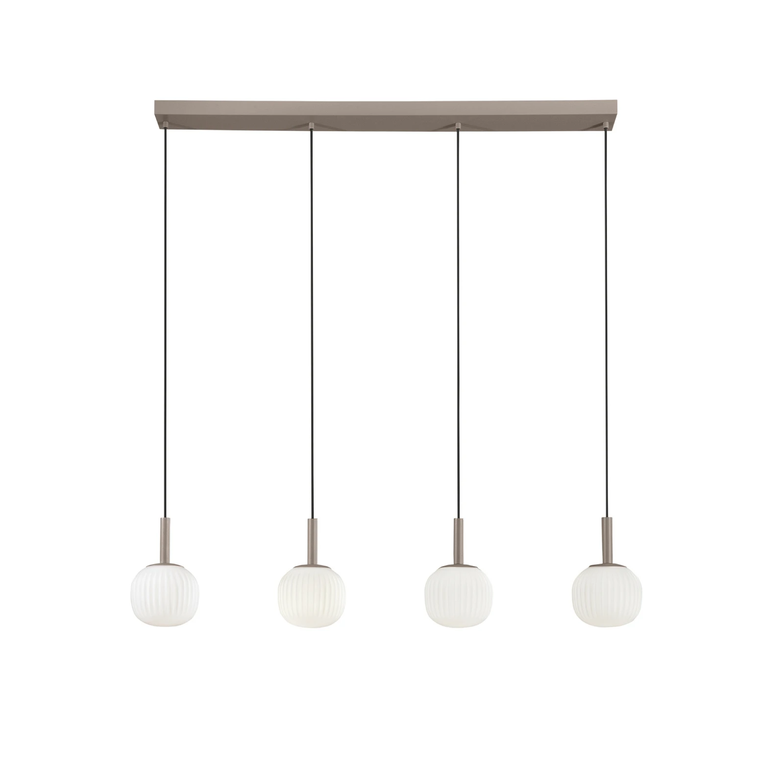 Hängelampe Eris, Länge 114 cm braun/weiß, Metall/Glas 4-flg.