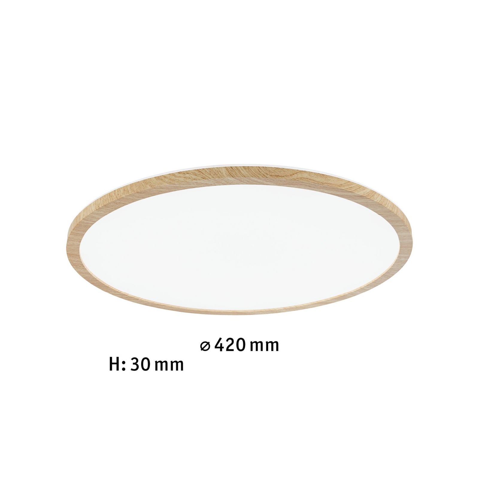Panneau LED Atria Shine Ø 42 cm, finition bois, IP44, 4000 K, marche/arrêt,