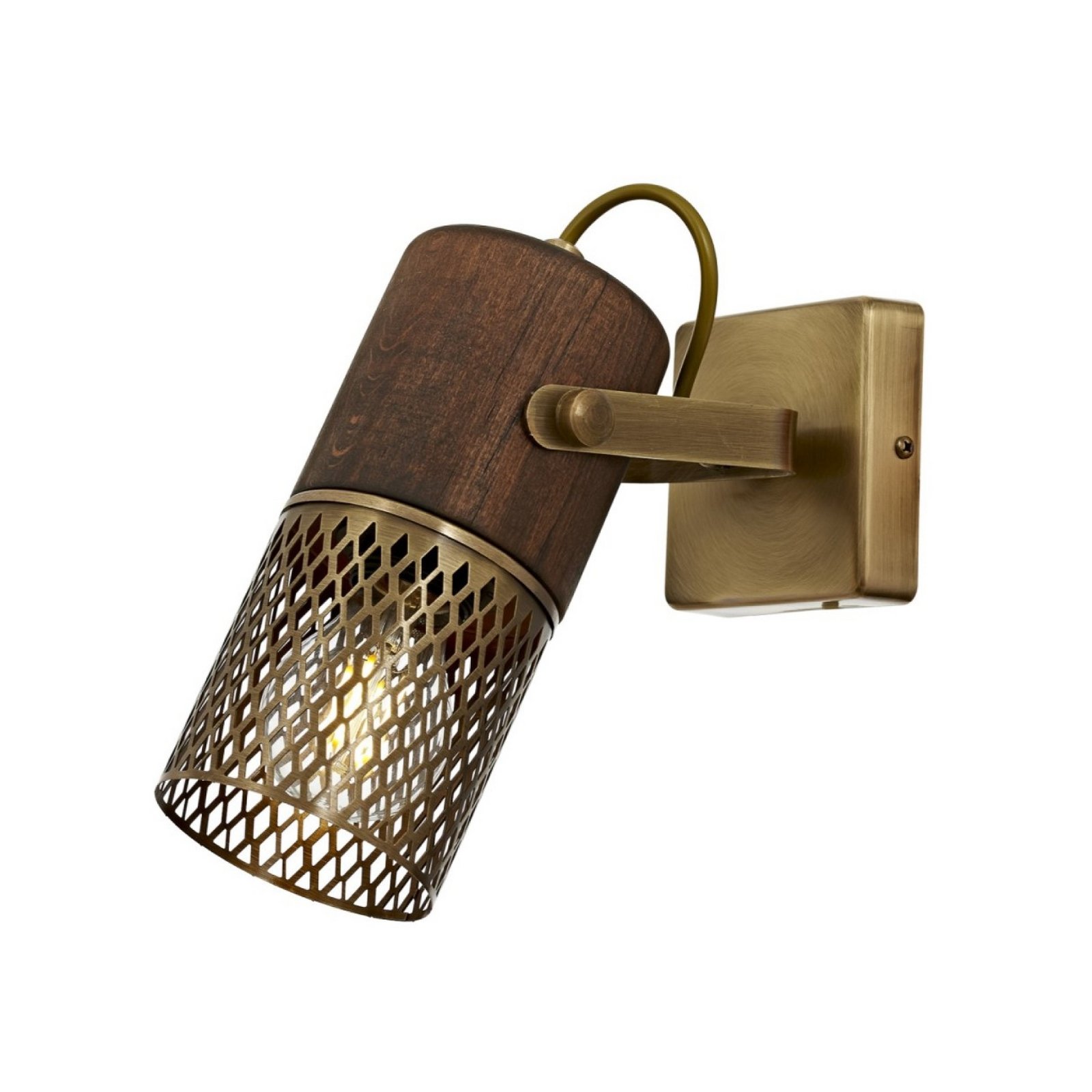 Wandlamp Albrecht, goud antiek, hoogte 12 cm, metaal/hout