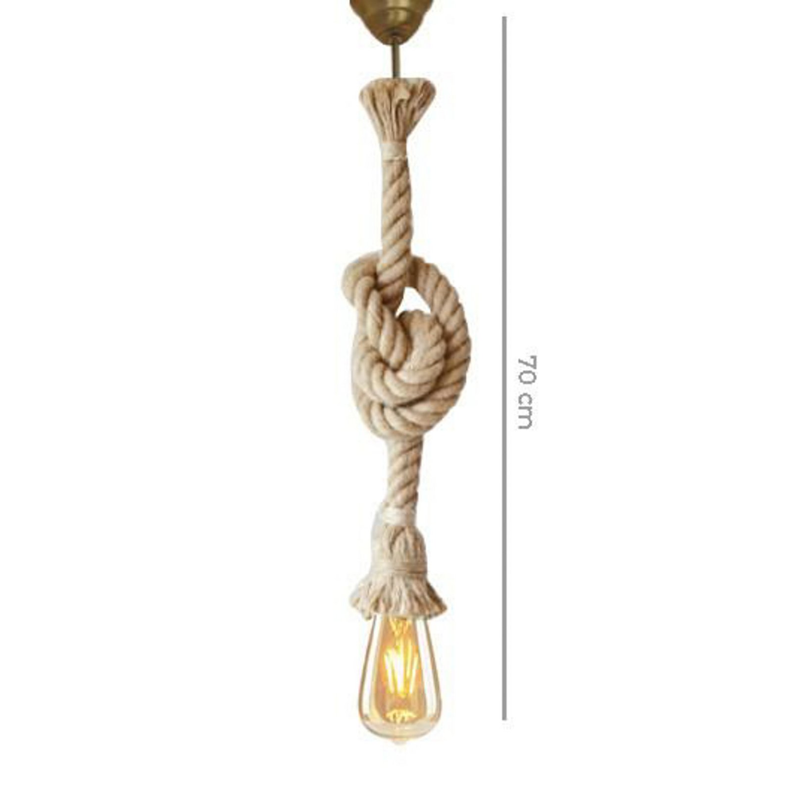 Hängelampe AYD, beige, Seil, Höhe 70 cm, E27, handgefertigt