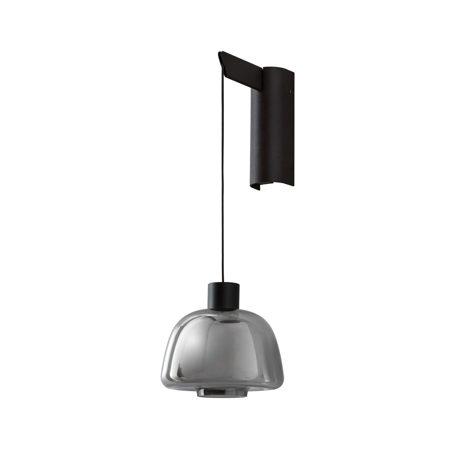 Bover LED-vägglampa Drep A/01, rökgrå, glas, 2 700 K