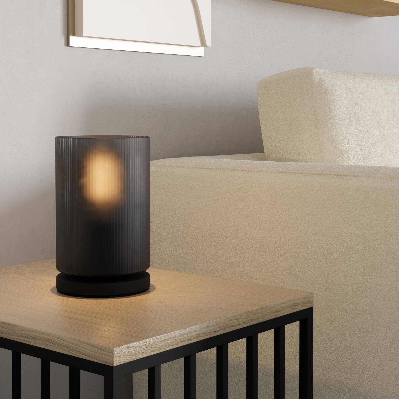 Tischlampe Colomera, Höhe 19,5 cm, schwarz/grau, Glas günstig online kaufen