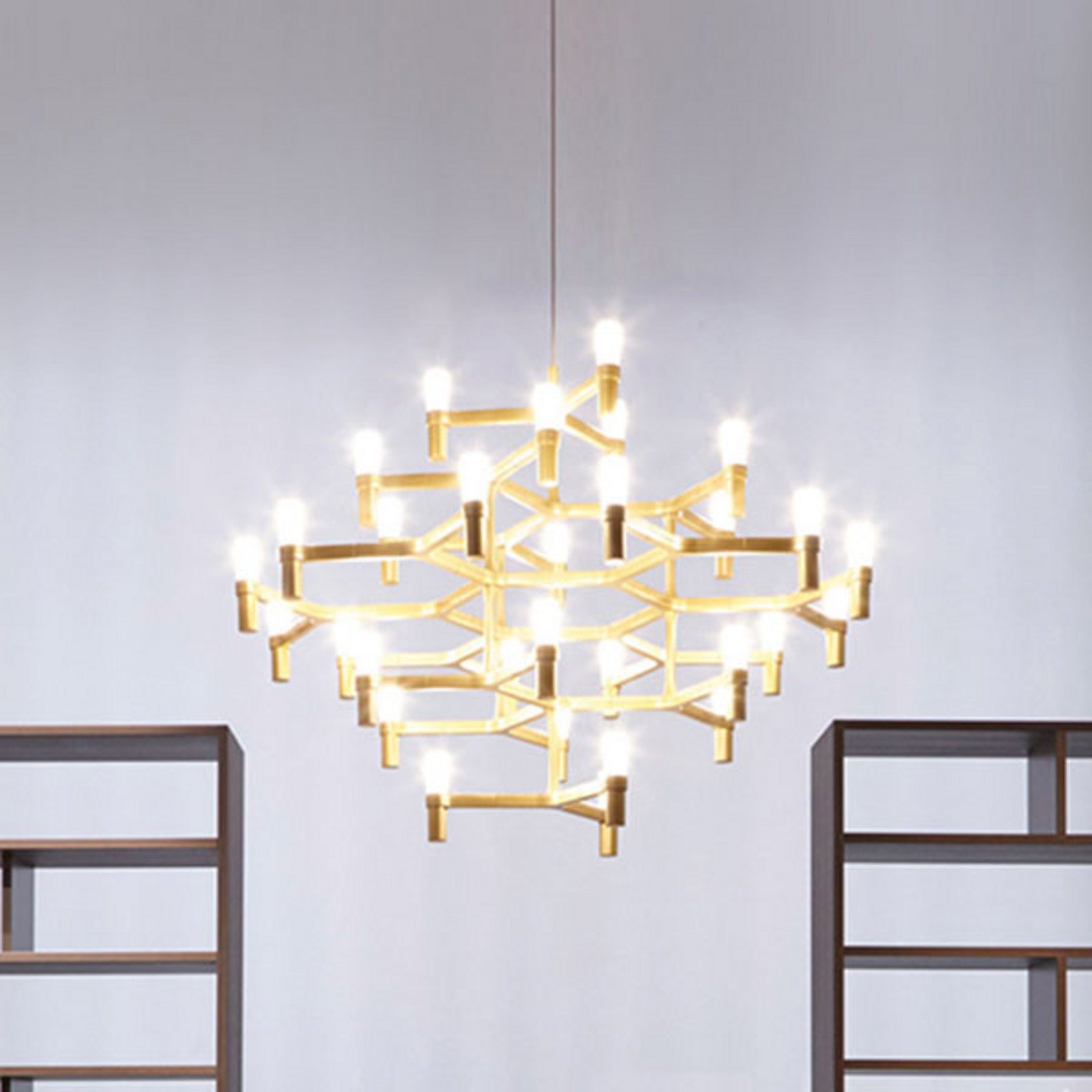 Nemo Crown Major lampă suspendată 30-lumină aurie lăcuită. - Camera de zi / sufragerie - modern - lăcuit auriu alb opal - Metal