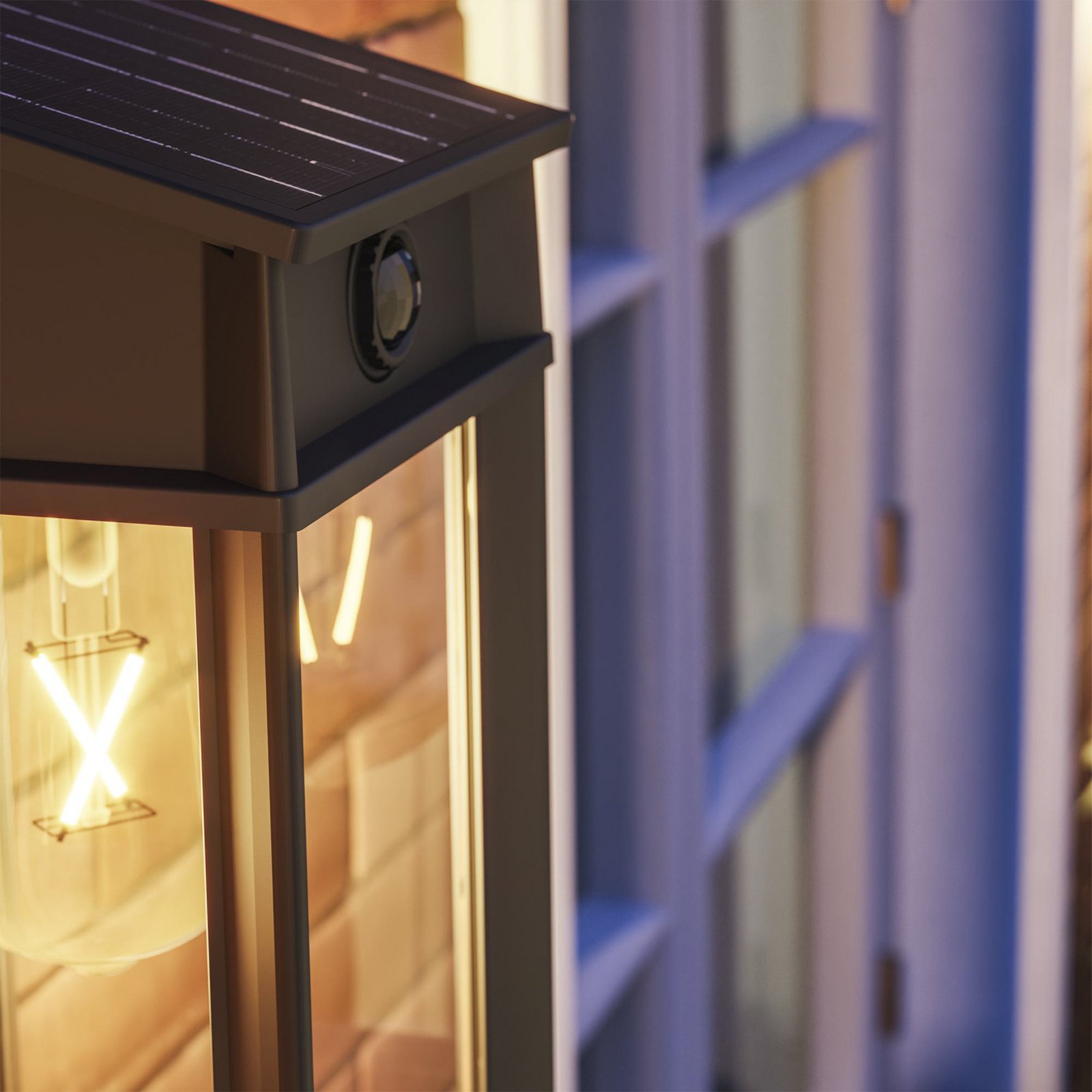 Philips LED solárne vonkajšie nástenné svietidlo Geri UE senzor, hranaté, IP44