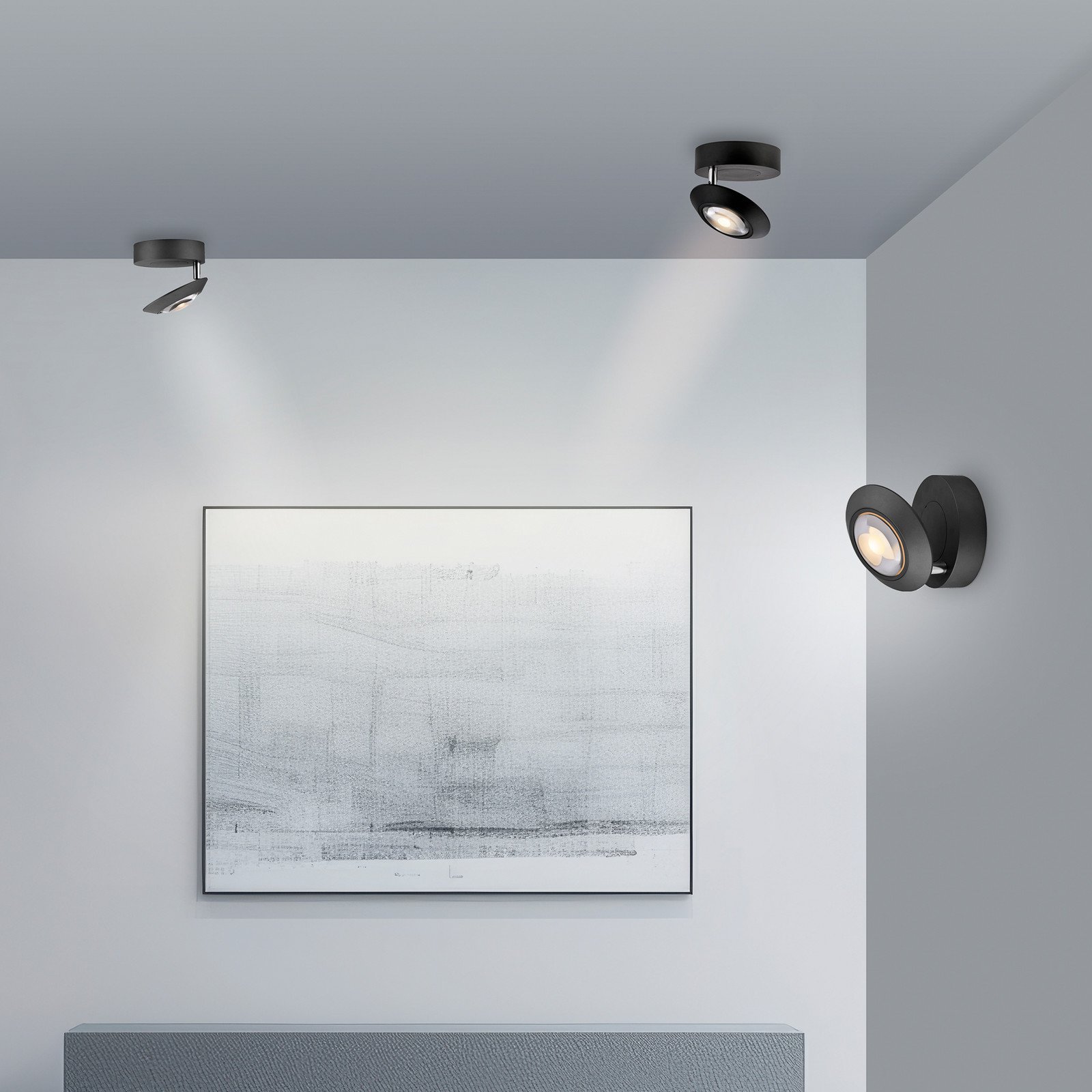 Plafonieră LED PURE Oculis negru Ø 15 cm fier/sticlă - Camera de zi / sufragerie - Modern - Metal
