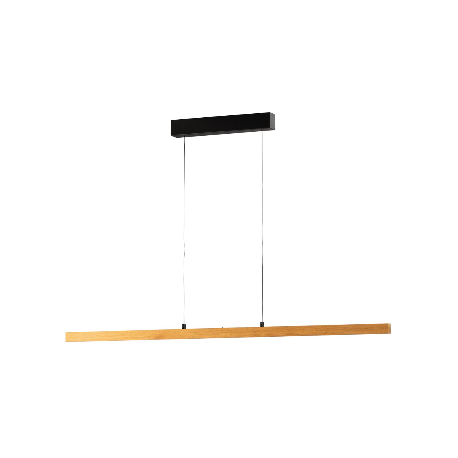LED hanglamp Shine-Wood, lengte 141 cm, eiken/zwart CCT