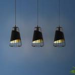 Austell hanglamp, lengte 76,5 cm, zwart/goud, 3-lamps.