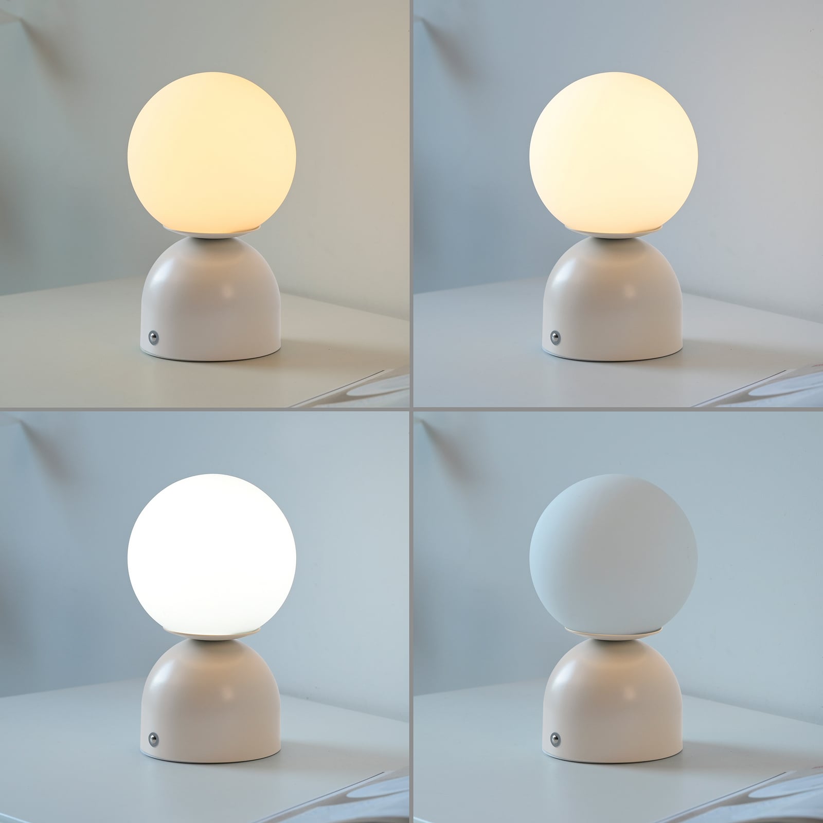 LED-akutoitega laualamp RUDI, beež, kõrgus 20 cm, CCT, puutetundlik hämardus