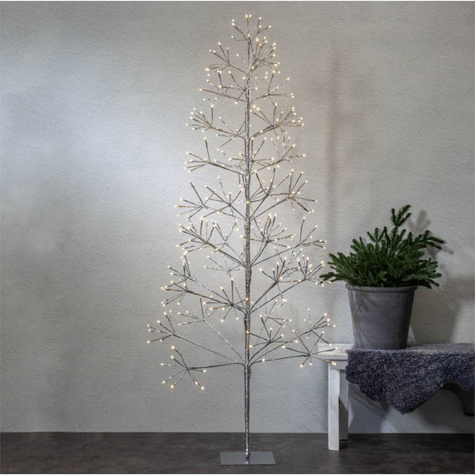 STAR TRADING Flower Tree LED décoratif IP44 argenté hauteur 180cm