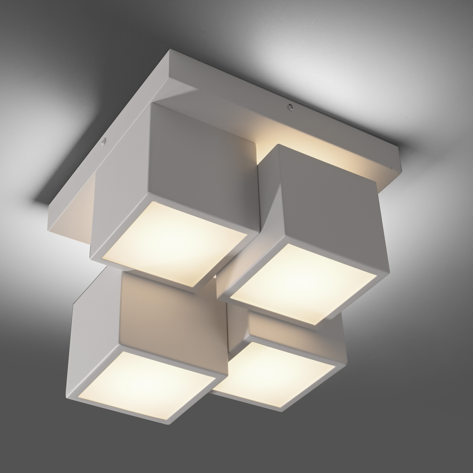 JUST LIGHT. Candeeiro de teto LED Tetris, ferro, 3.000 K, branco