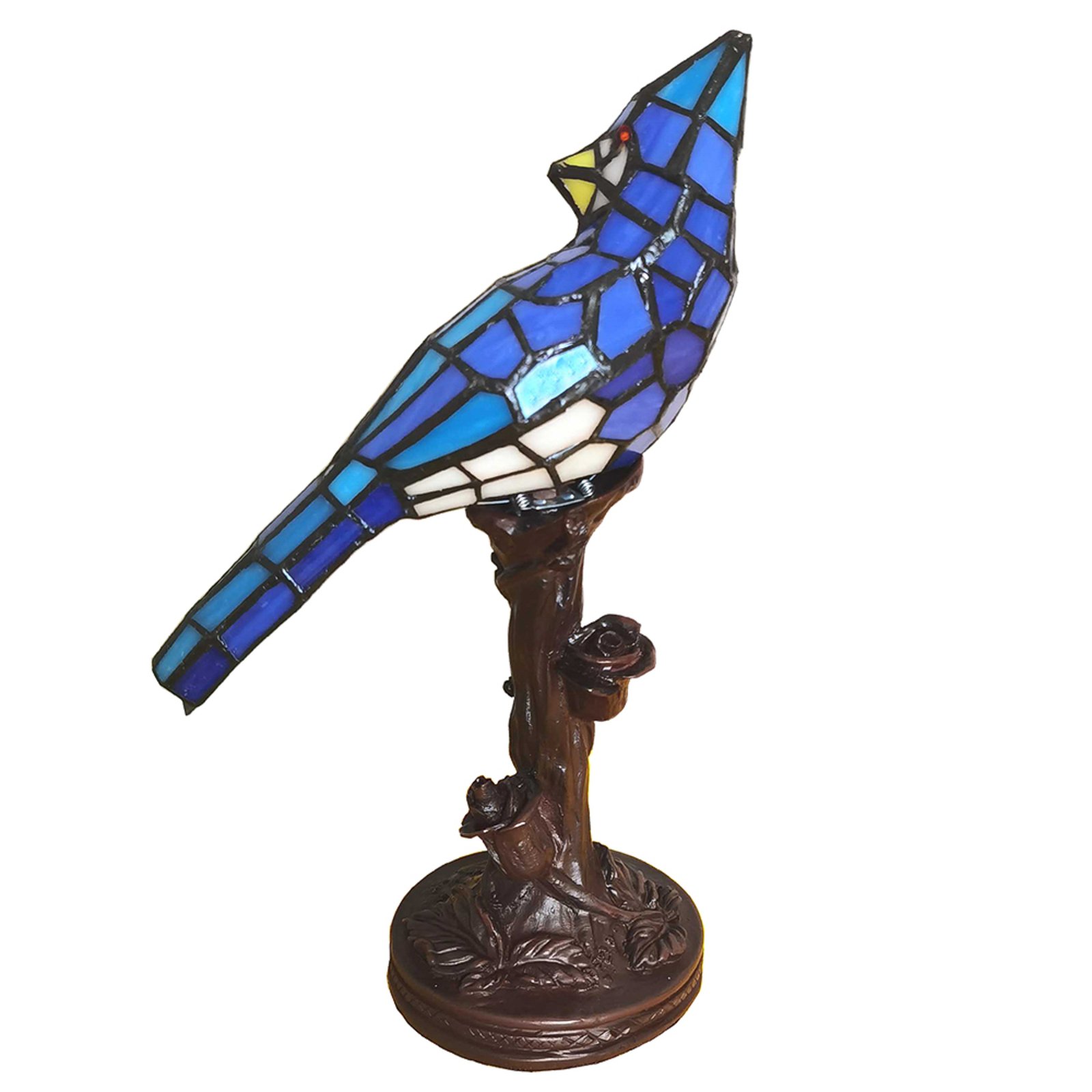 Lampa stołowa 5LL-6102BL Ptak, niebieska Tiffany