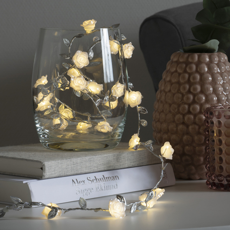 LED-Dekolichterkette Blätter und Blüten 25-flammig