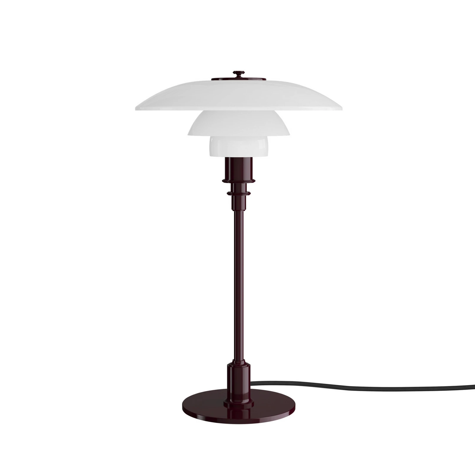 Louis Poulsen PH 3/2 stolna lampa, sjajna bordo, Ø 28 cm