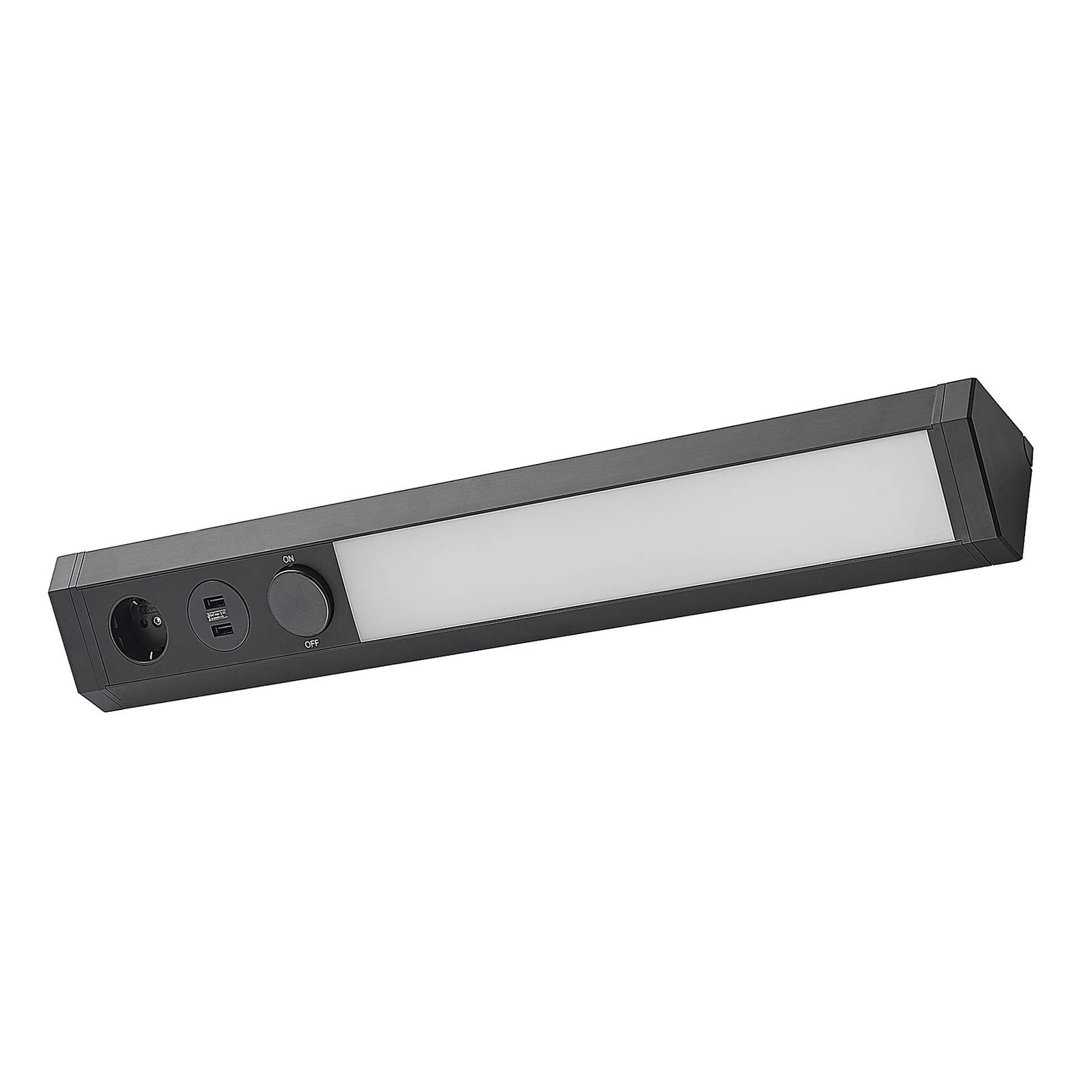 Arcchio Ekam lampada LED da mobili, USB, nero, per soggiorno / sala da pranzo, alluminio, policarbonato, 12.4 W, lunghezza: 61.6 cm, altezza: 7 cm