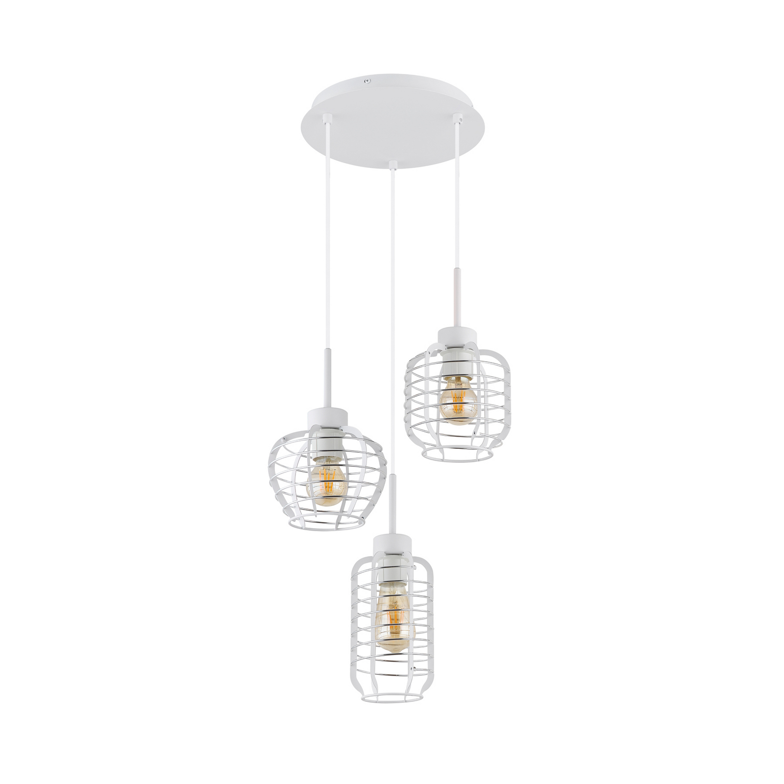 Lampă suspendată Nesa, Ø 37 cm, alb/crom, metal, cu 3 becuri Lampă suspendată Nesa, Ø 37 cm, alb/crom, metal, cu 3 becuri