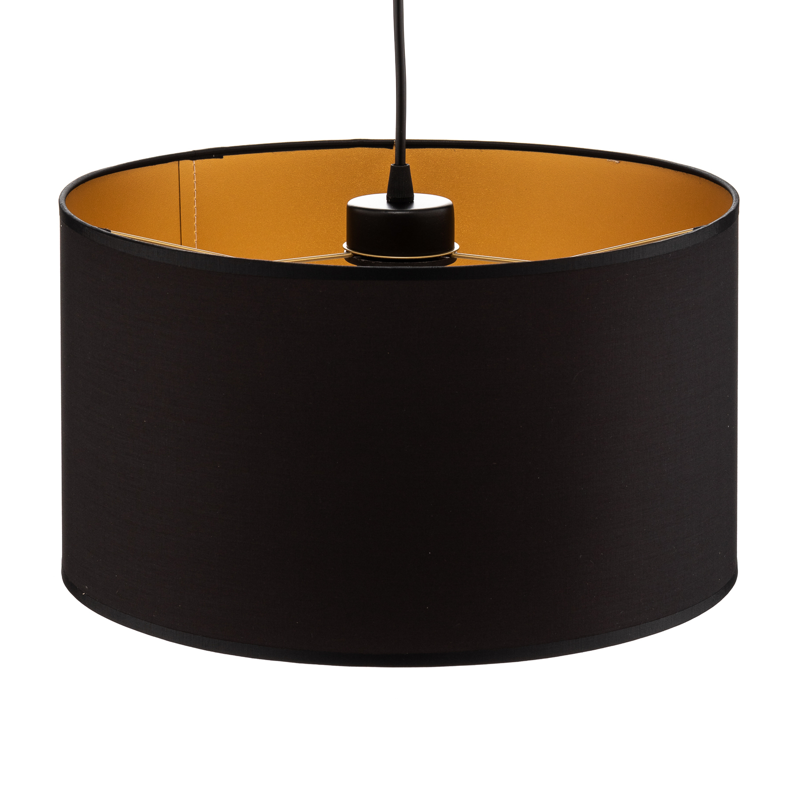 Roto 1 pendant light black, lampshade inside gold
