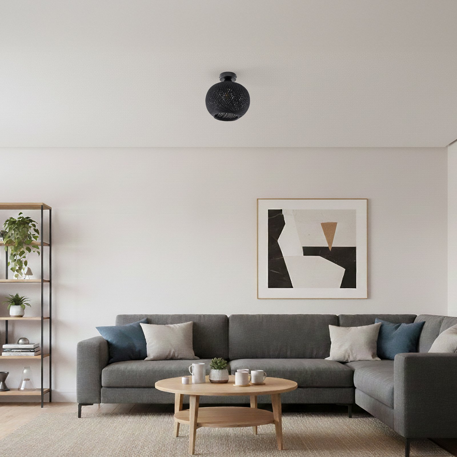 Plafonieră Yumak, negru, Ø 26 cm, cablu, 1 bec Plafonieră Yumak, negru, Ø 26 cm, cablu, 1 bec