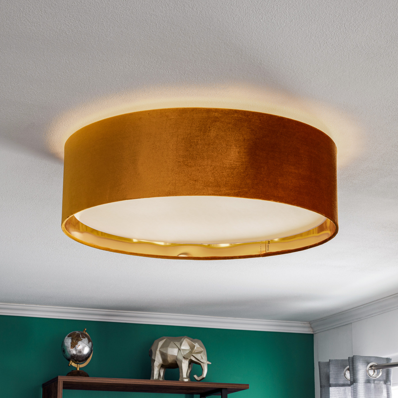 Tercino ceiling light, orange lampshade