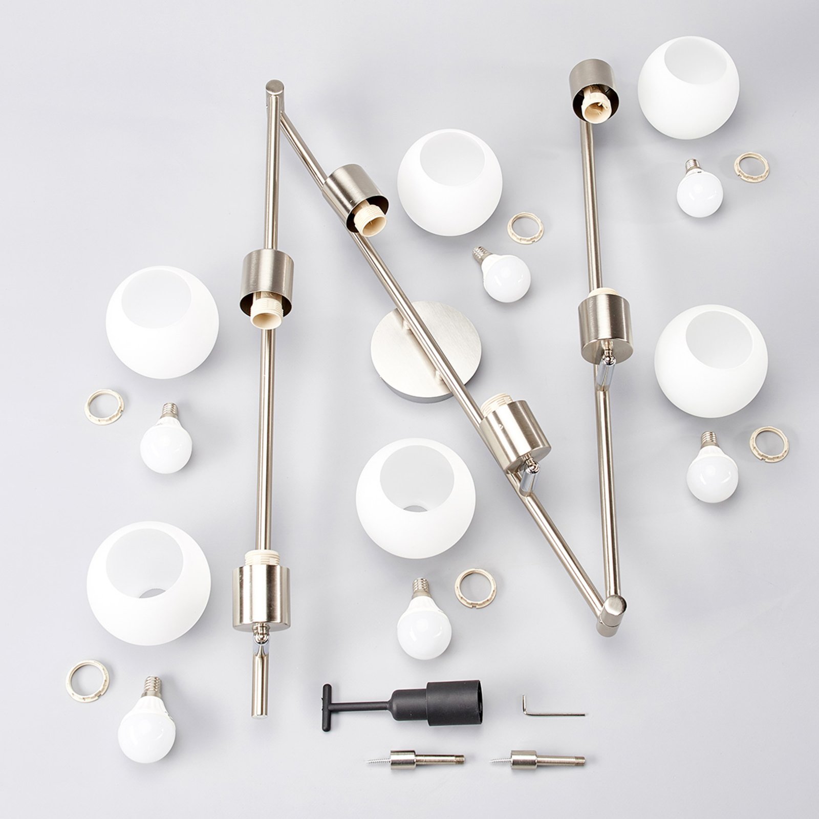 Elaina 6 Plafondlamp Nickel/Opal - Lindby