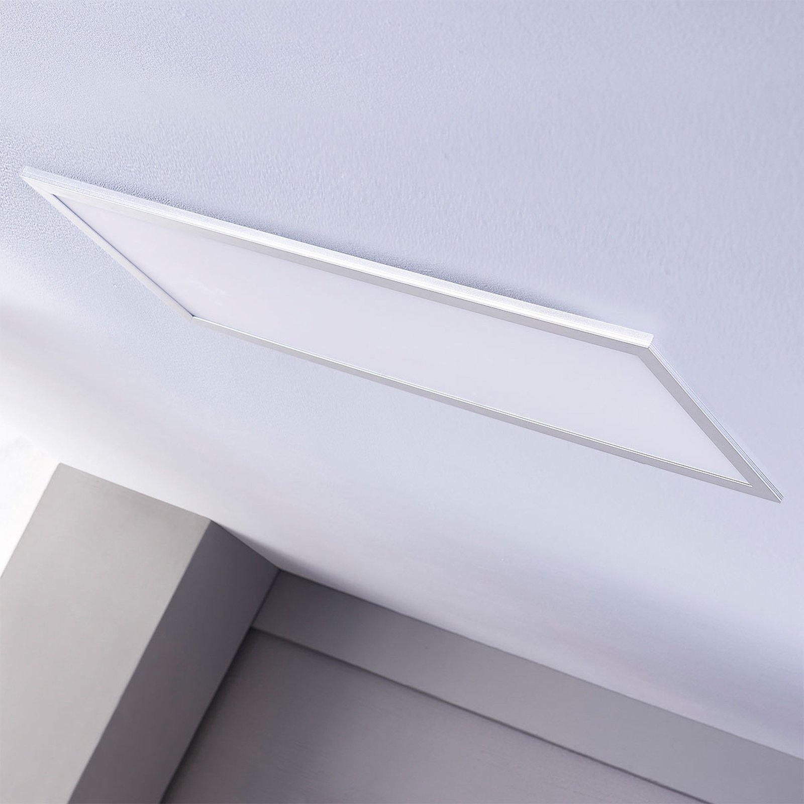 Lindby LED-Panel Livel, 2er-Set, 4.000 K, 80 x 30 cm, silber