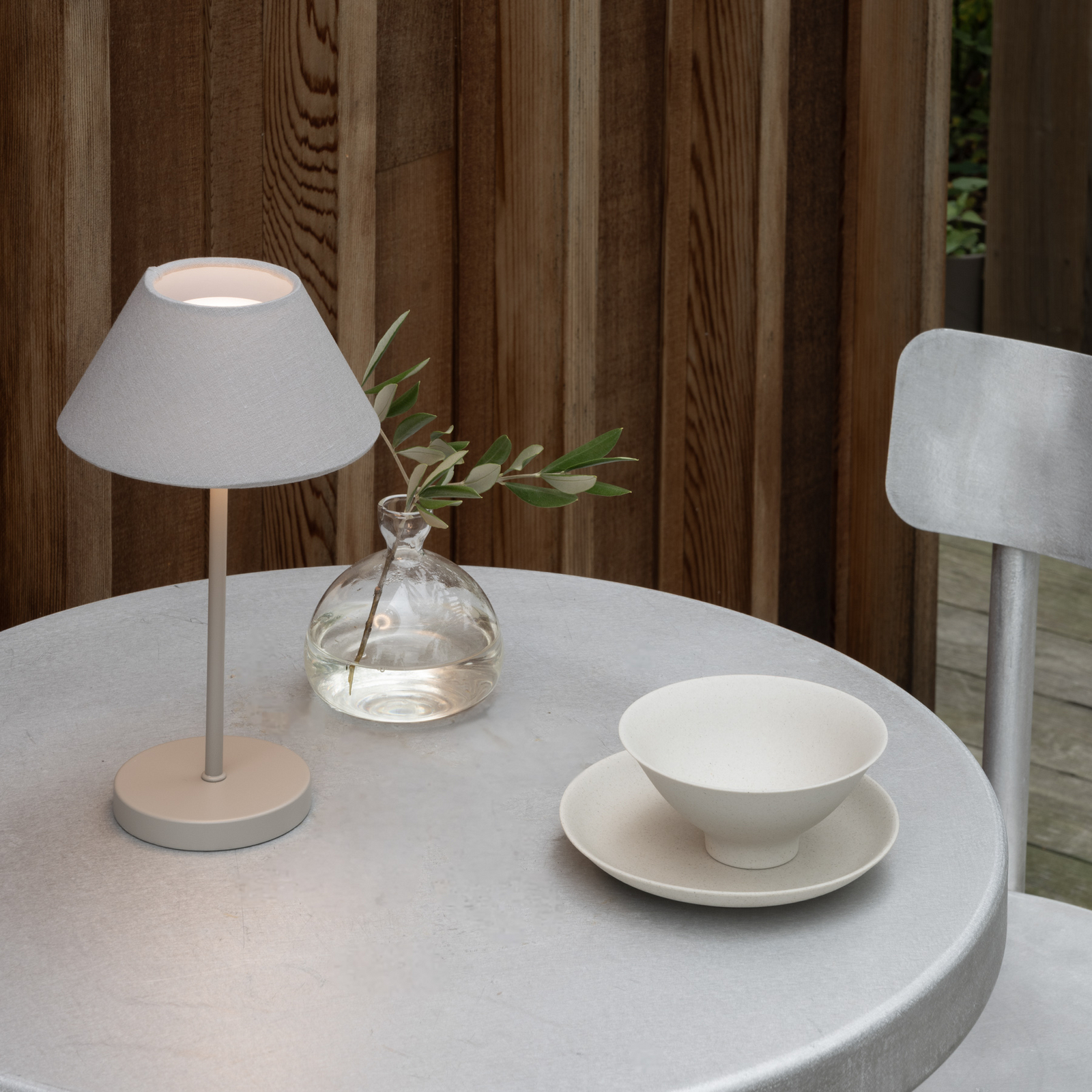 Teya LED rechargeable table lamp, grey, 26 cm, IP44 - Watt & Veke