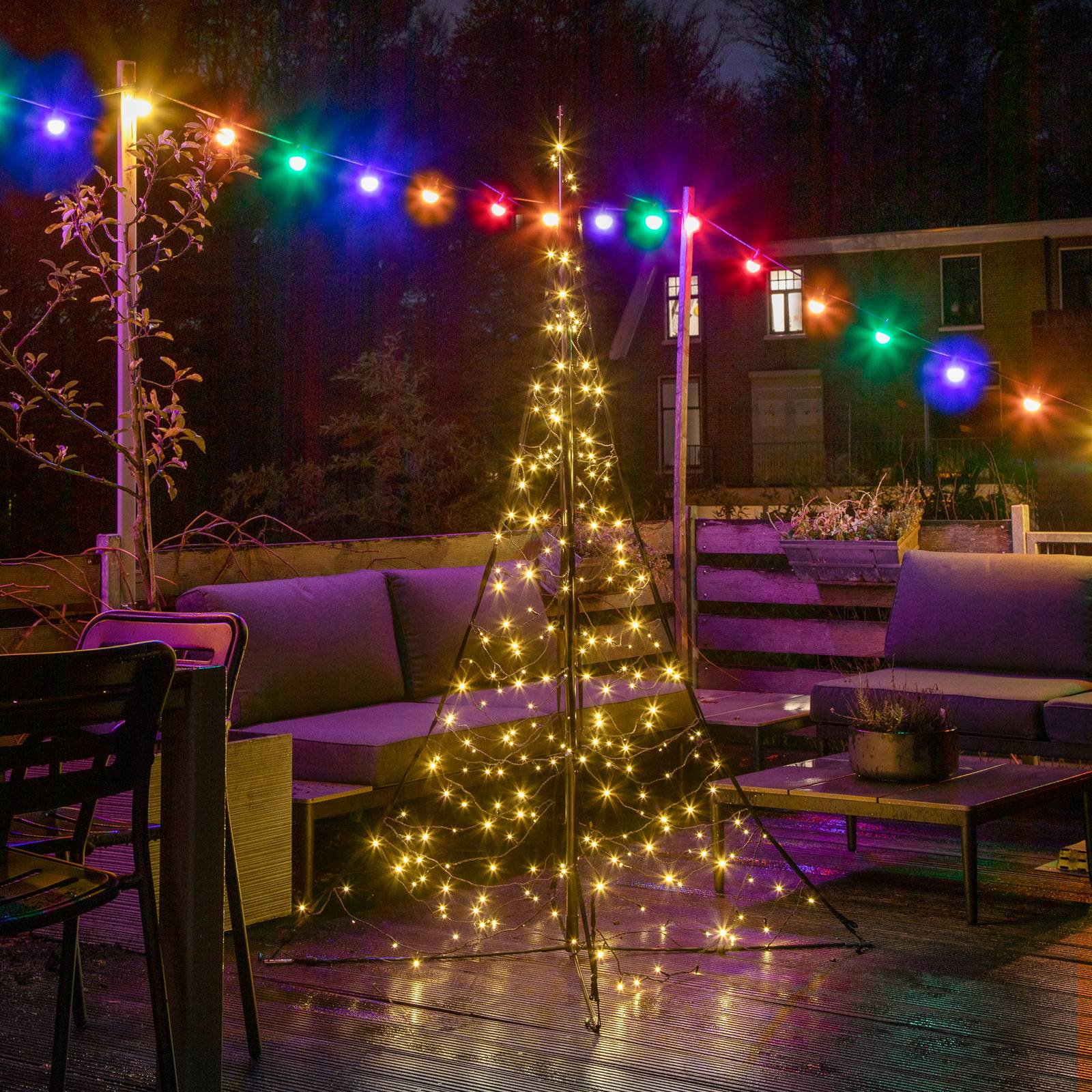 Fairybell sapin à mât 240 LED clignotant 200cm