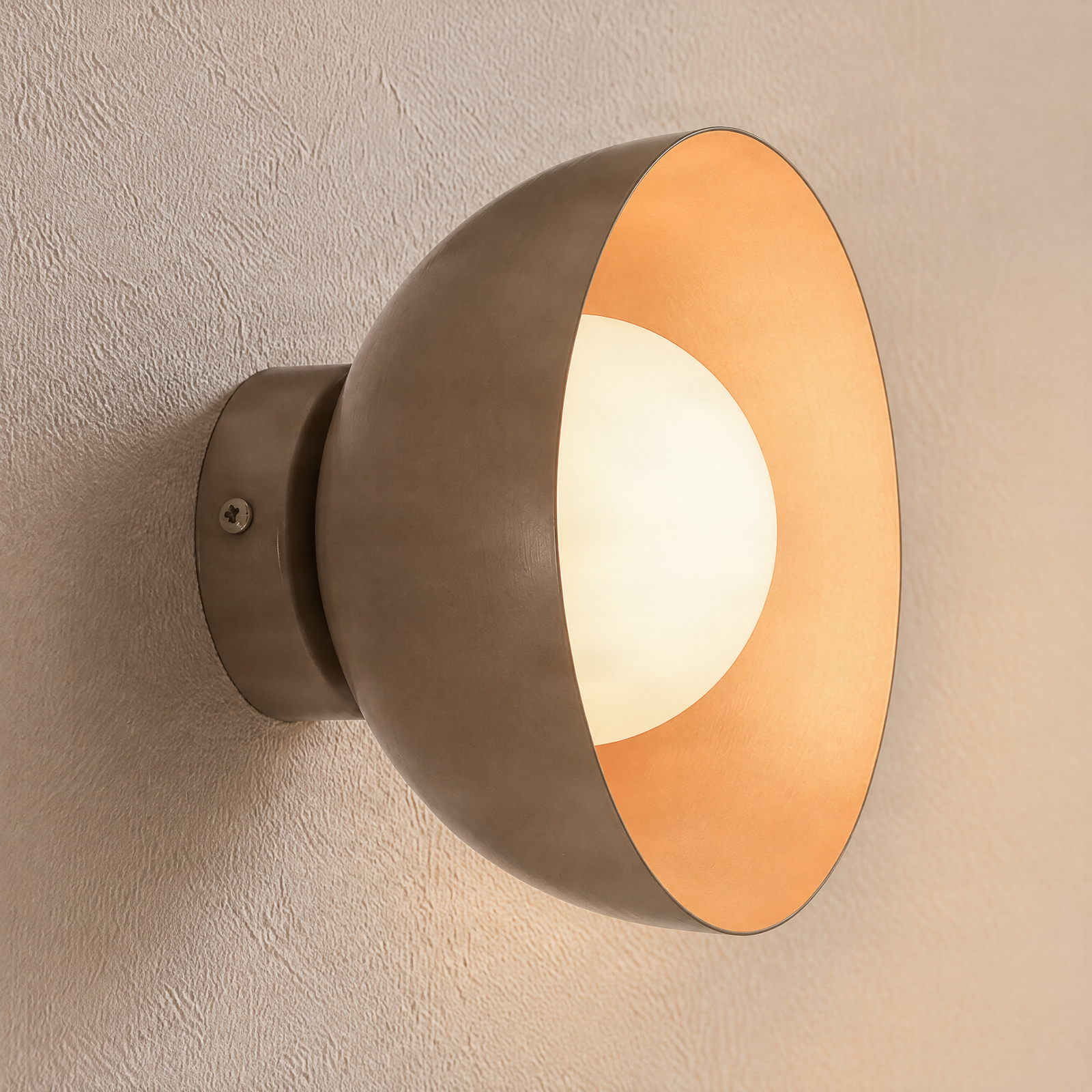 Wandleuchte Bibi K1, beige, Stahl/Glas, Ø 18 cm