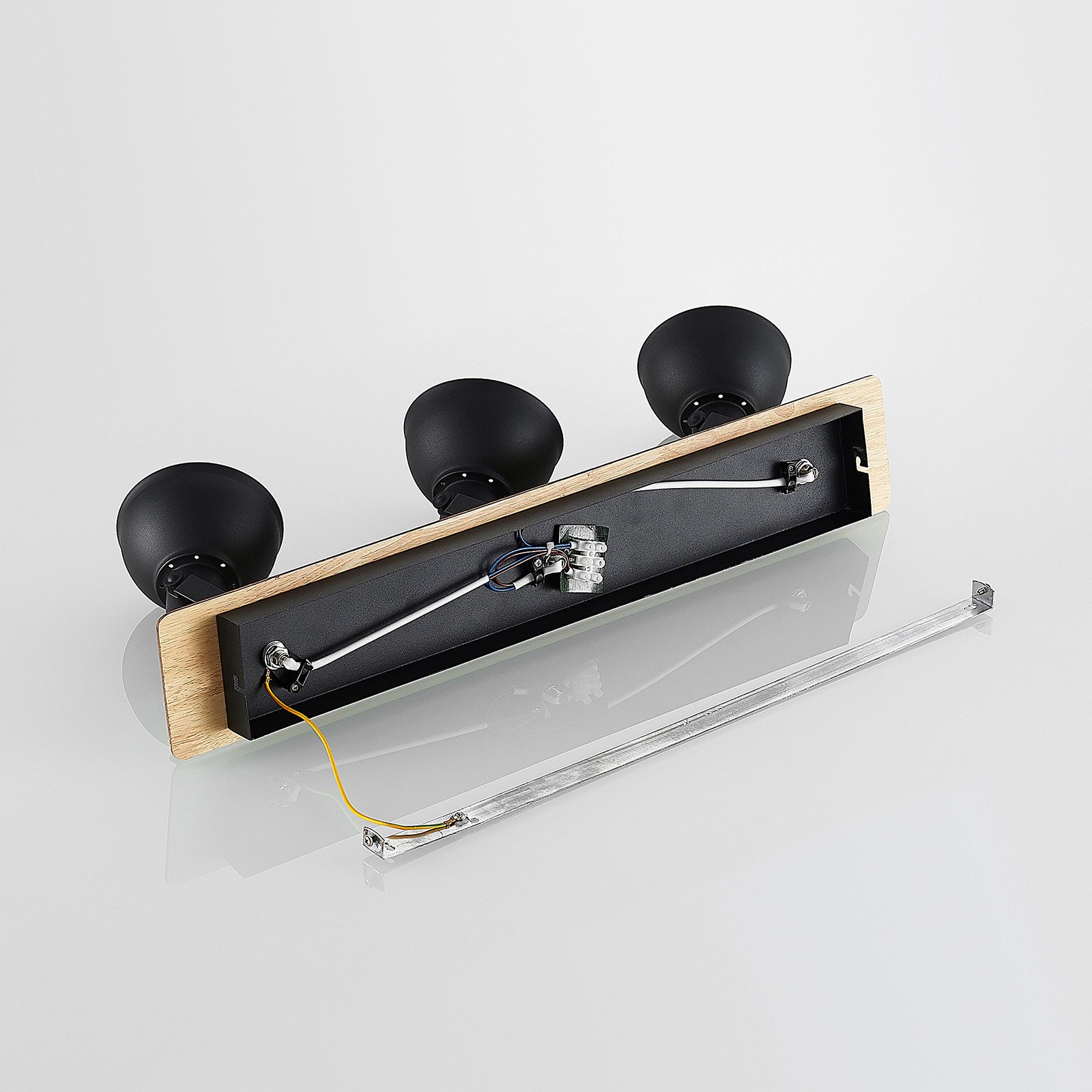 Aylis 3 Ceiling Lamp Black/Wood - Lindby