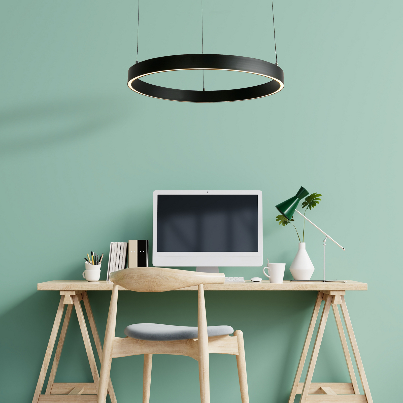 Żyrandol LED Layla, czarna, Ø 64 cm CCT, z regulacją wysokości