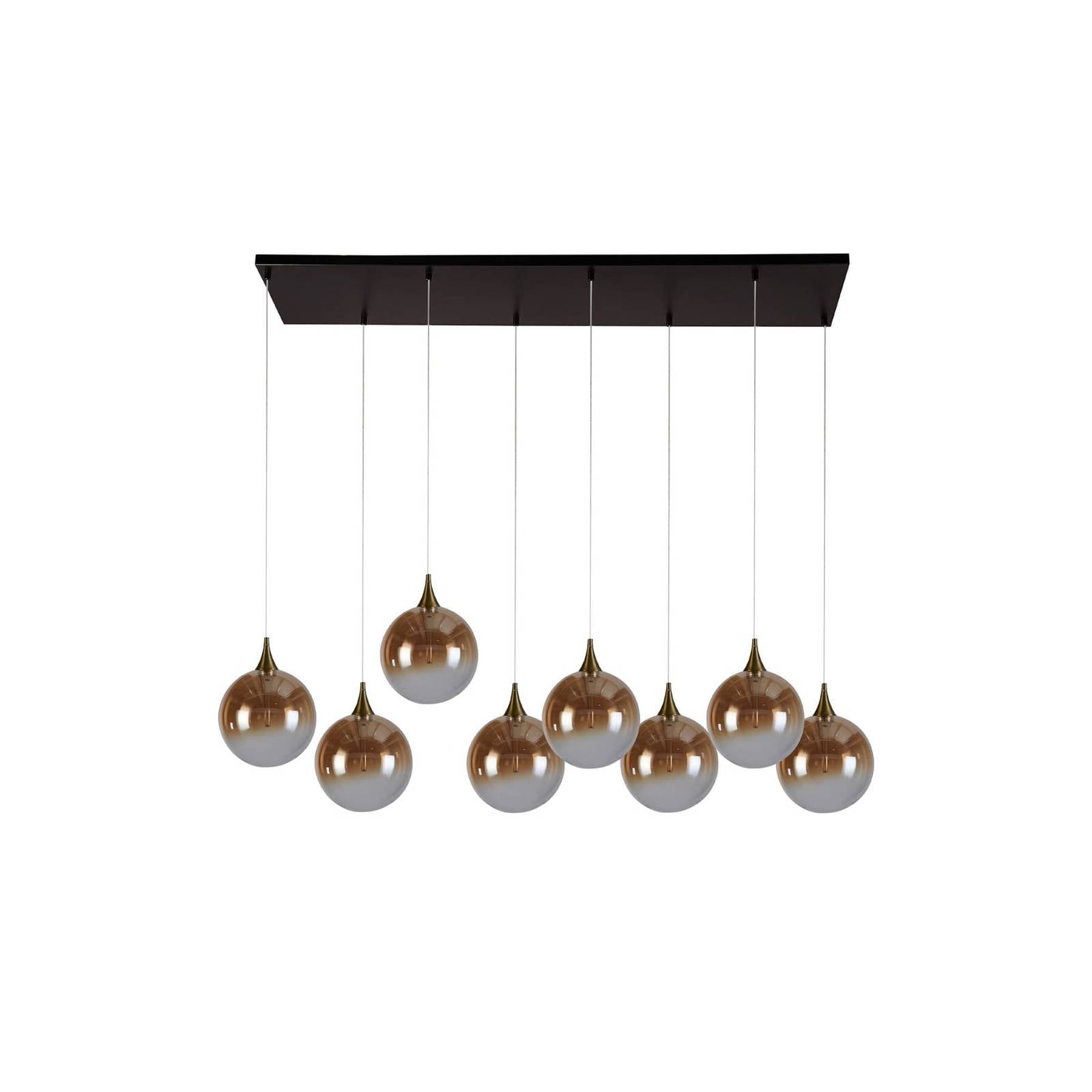 LED-Hängeleuchte Alchemy, 8-fl., schwarz, bernstein, Glas
