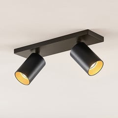Arcchio spotlámpa Brinja, fekete, szögletes, Ø 6cm, 2-lámpás, GU10