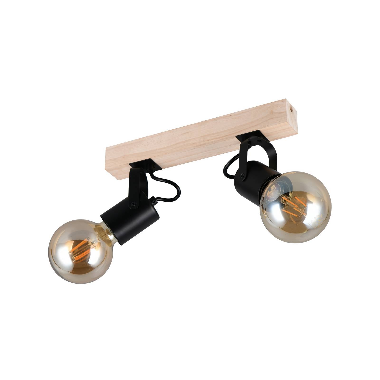 Deckenlampe Lynar, schwarz, Holz, Metall, Länge 31 cm 2-flg.