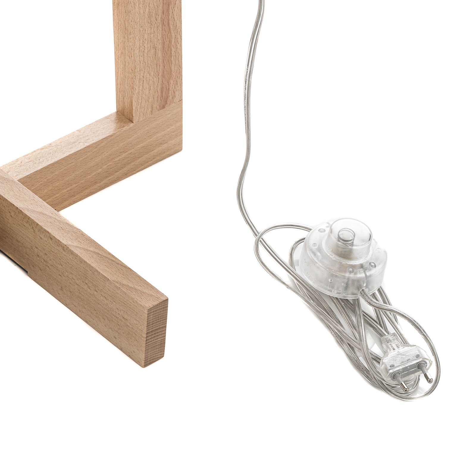 Lámpara de pie Sacha LS de madera y textil, blanco