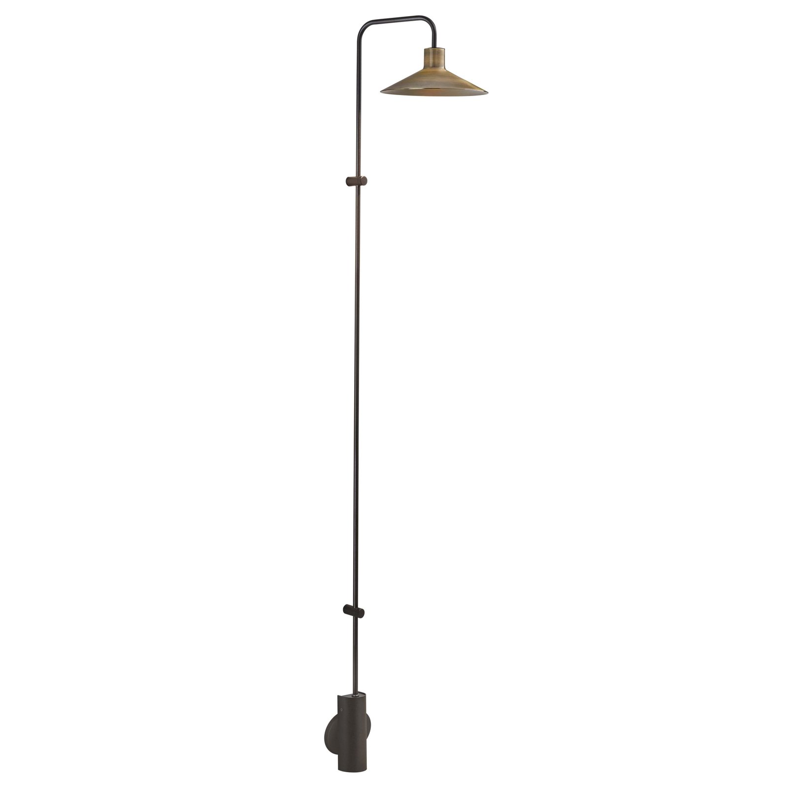 Bover LED wall lamp Platet A/06, black/antique brass-coloured