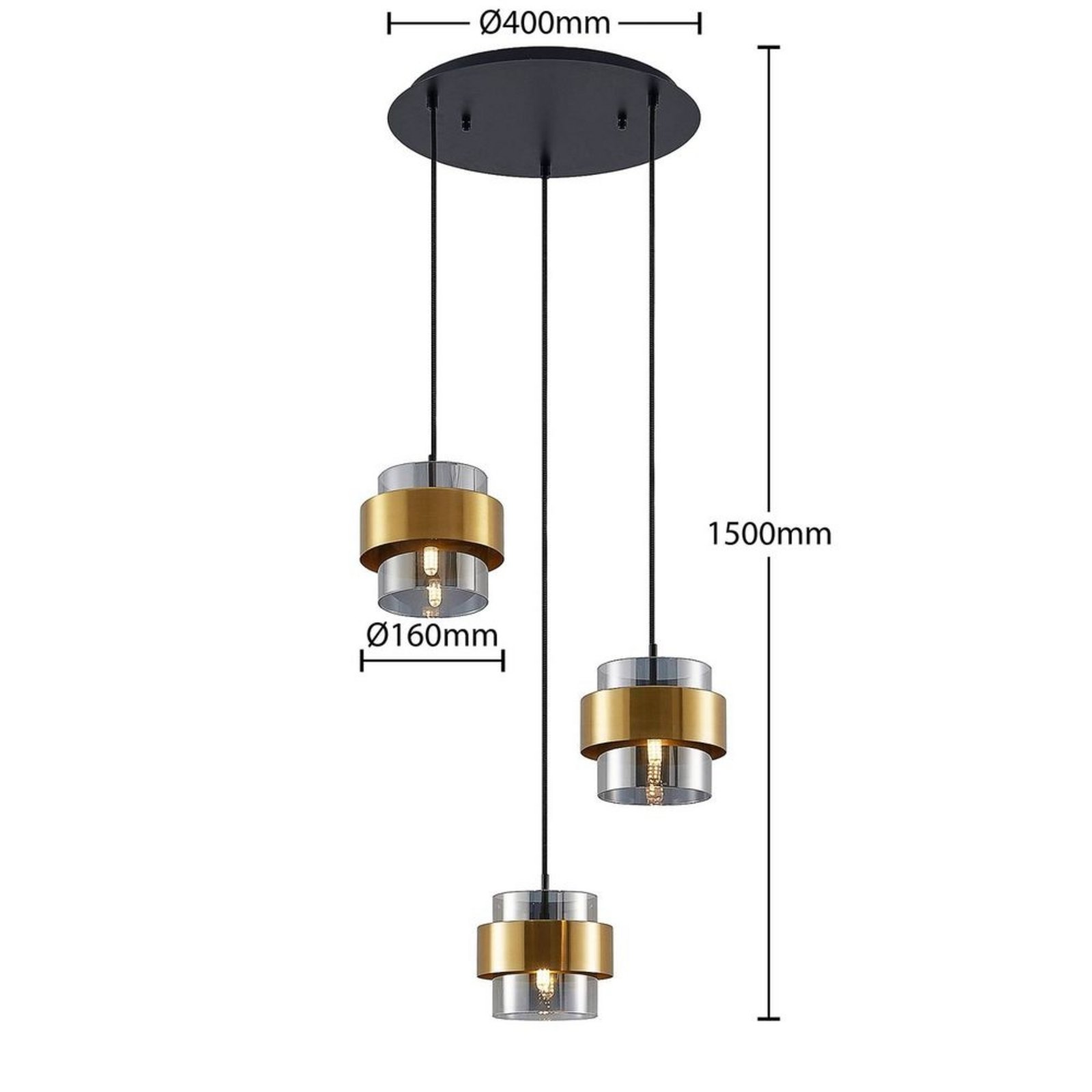 Ikibare Cluster Pendant Black/Brass/Smoke - Lucande