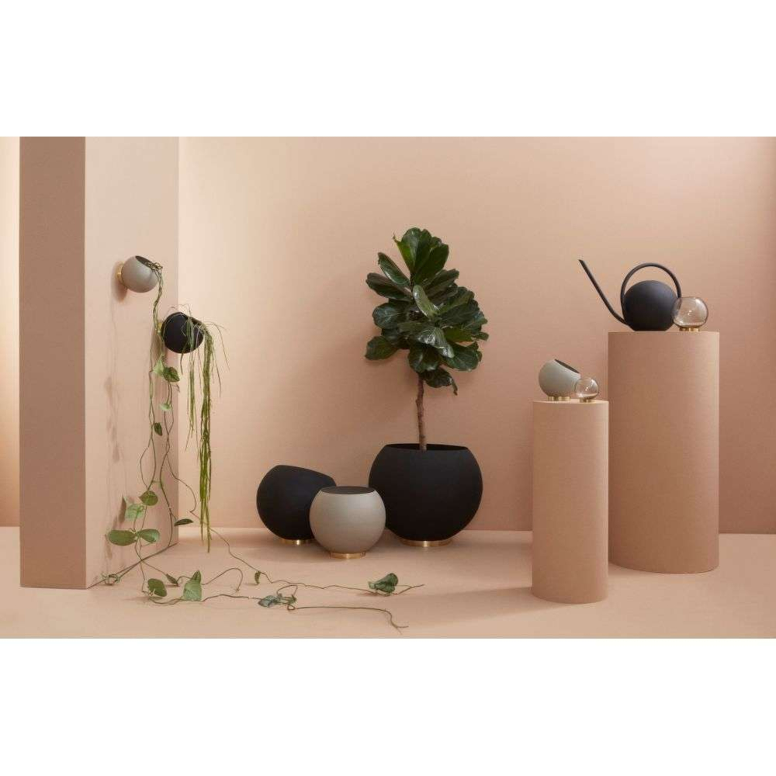 Globe Wall Plant Pot Ø21xH18,8 Black/Gold - AYTM