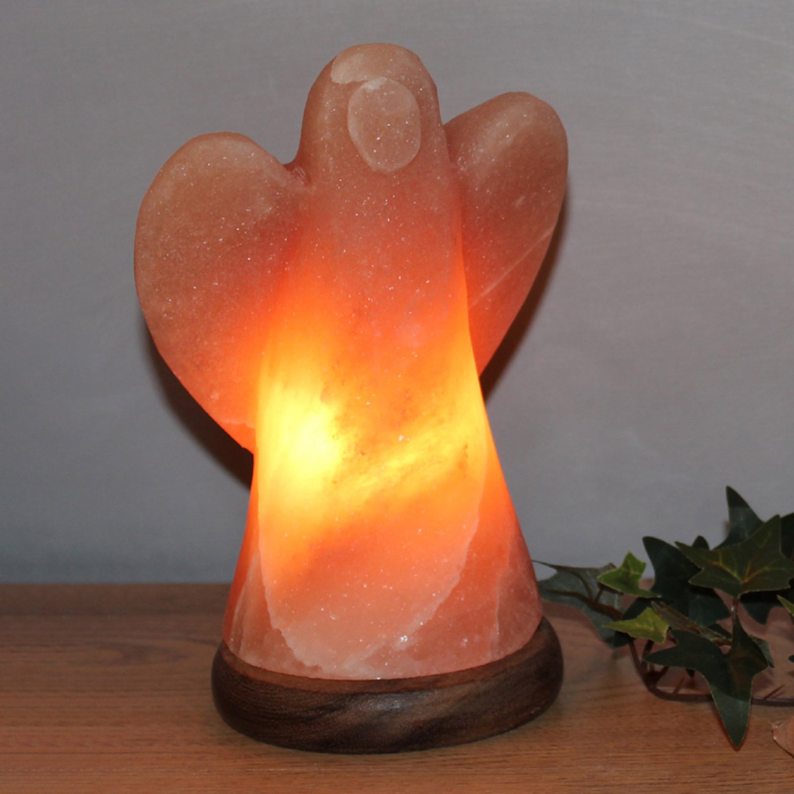 Salt lamp angel with base, amber