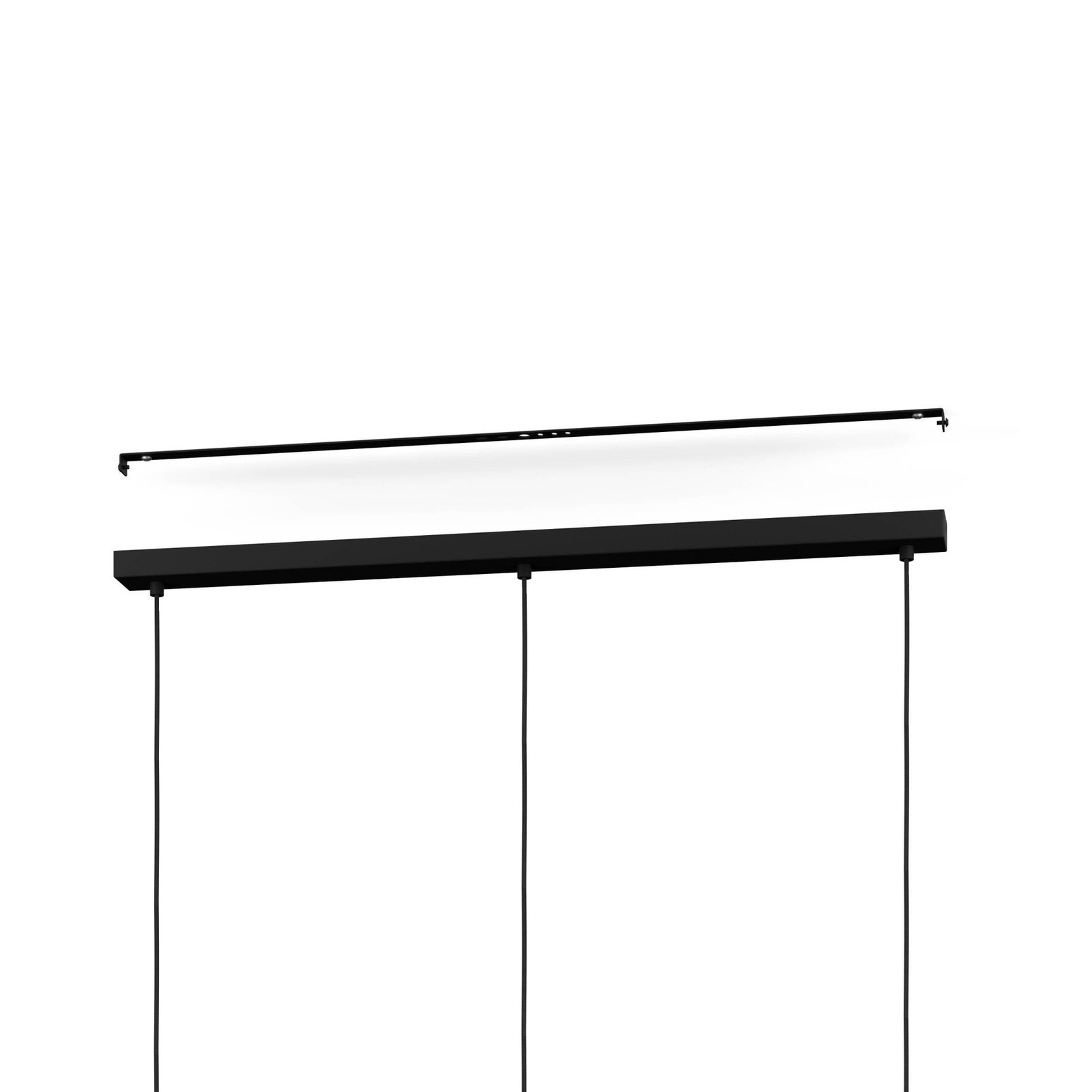 Manby pendant light, length 90 cm, black, 3-bulb, steel