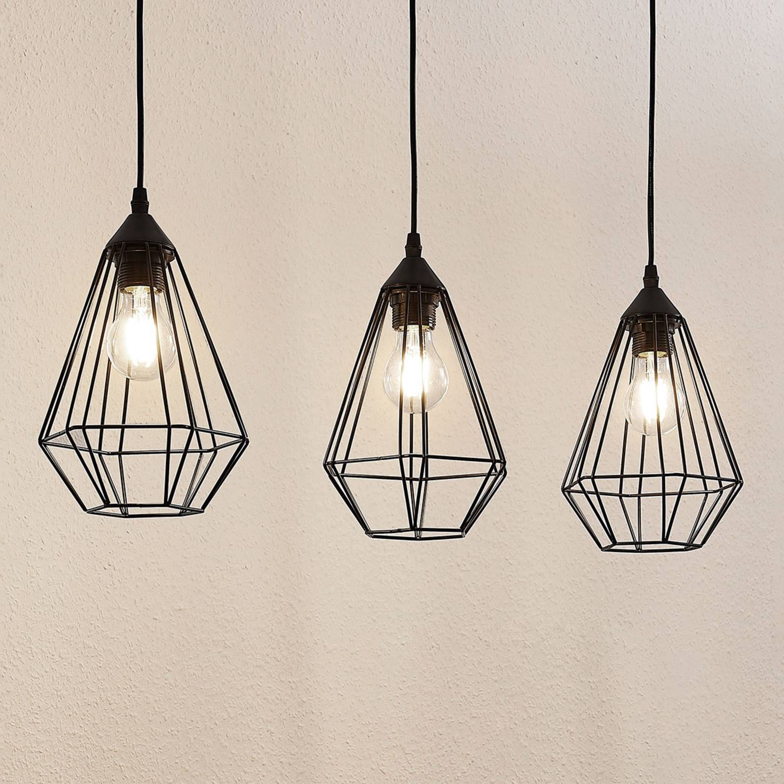 Suspension Elda avec cages, allongée, noir