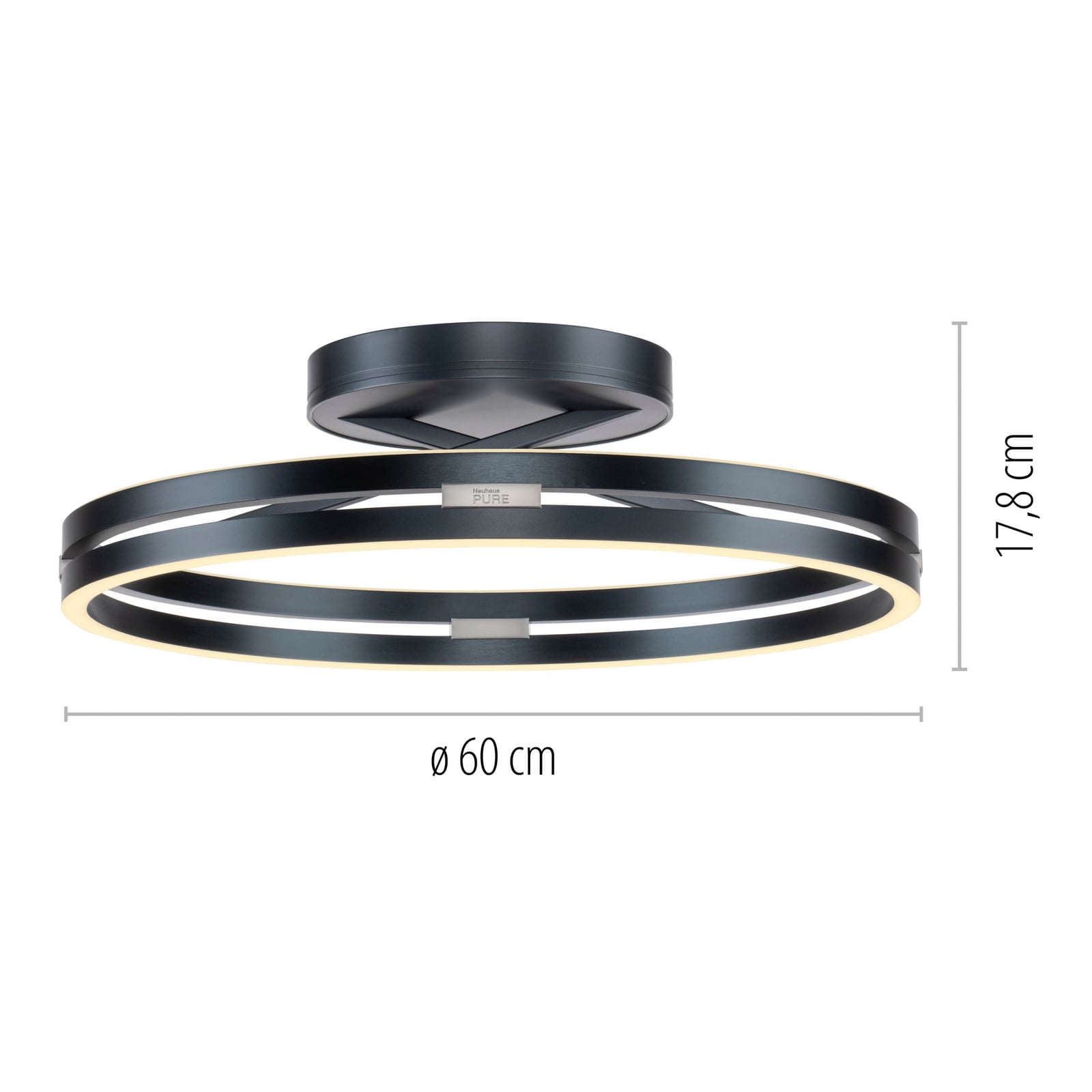 Lampa sufitowa LED Loop, kolor mystic grey, Ø 60 cm, CCT – PURE