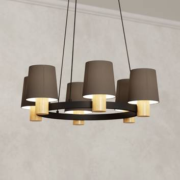 Edale chandelier, 6 lampshades cappuccino, round