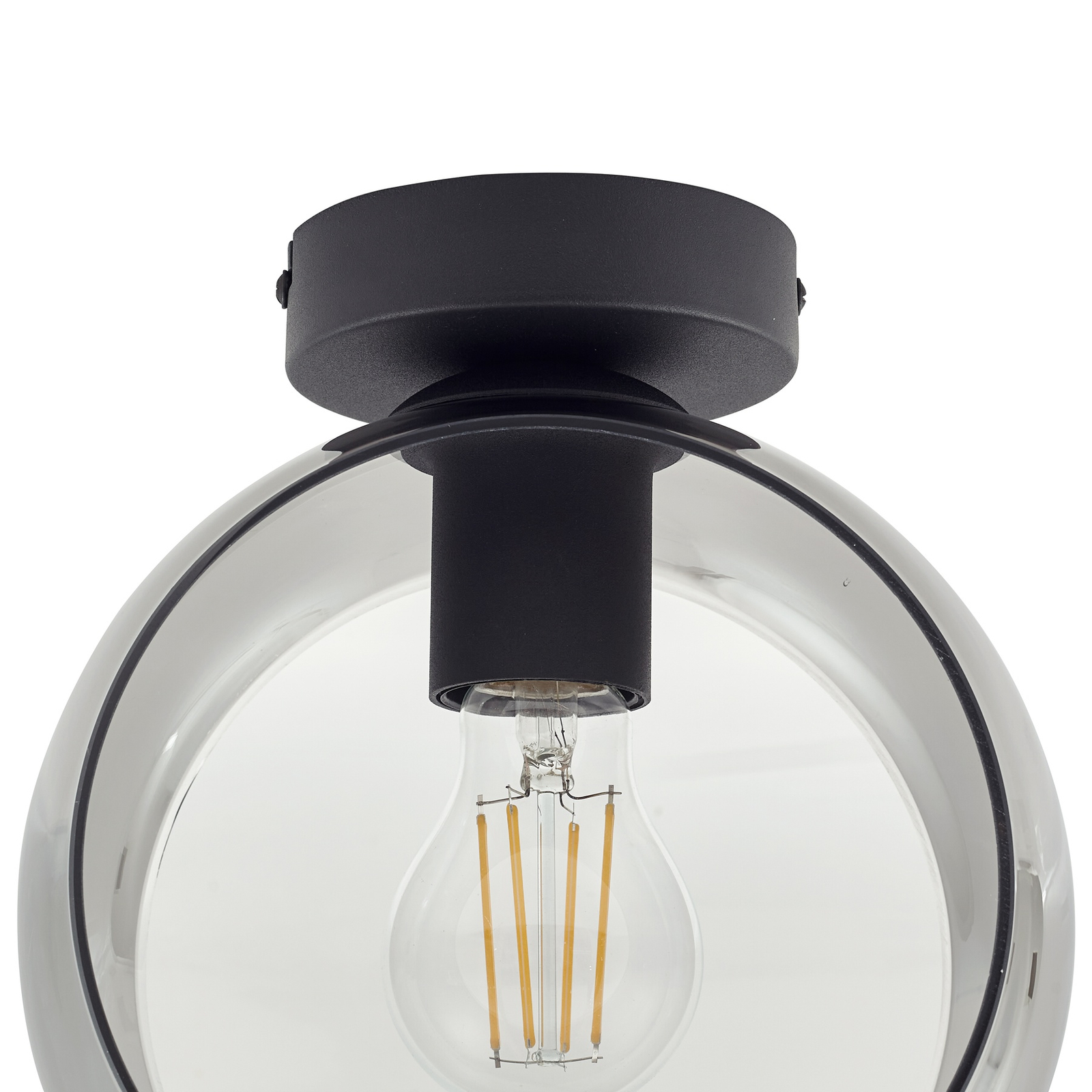 Lindby Roton plafondlamp, grijs/zwart, glas, Ø 20 cm