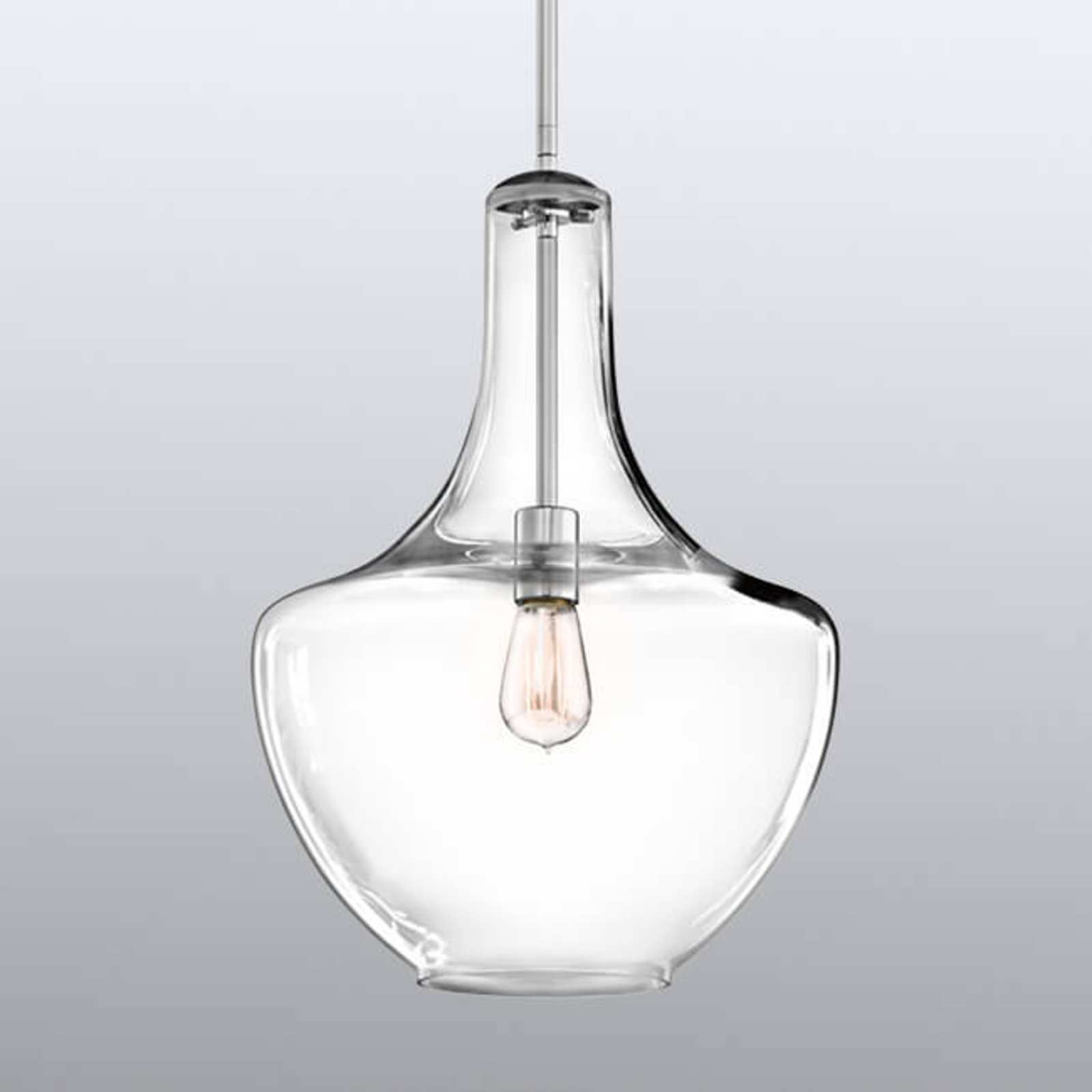 Medium glass hanging light Everly chrome socket