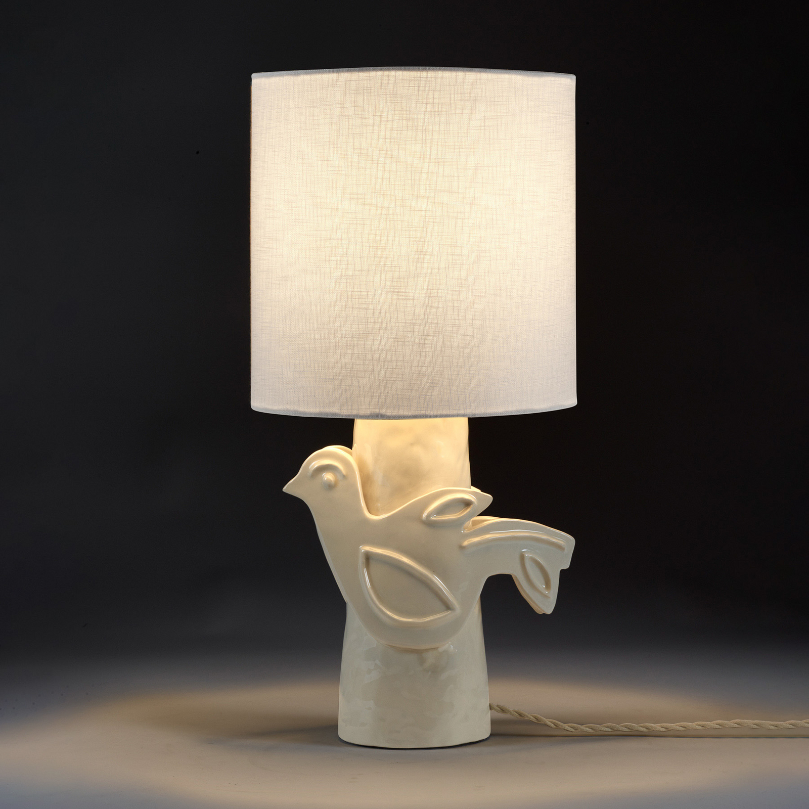 WHITE PALOMA bordlampe, hvid, stentøj, højde 52 cm, E27 – Serax