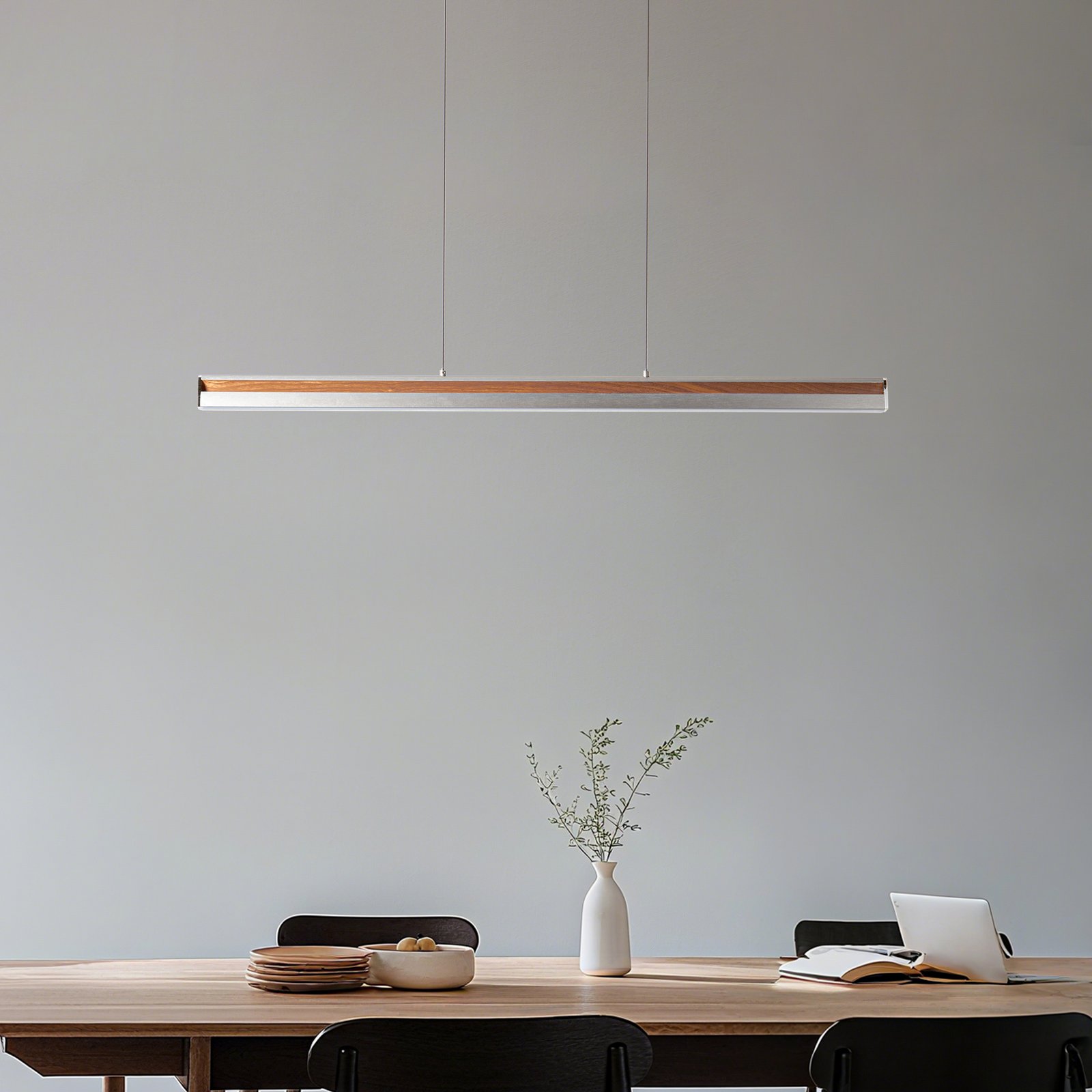 Lutana LED-Hängeleuchte 101 cm rosegold/holz - Lucande Lutana LED-Hängeleuchte 101 cm rosegold/holz - Lucande