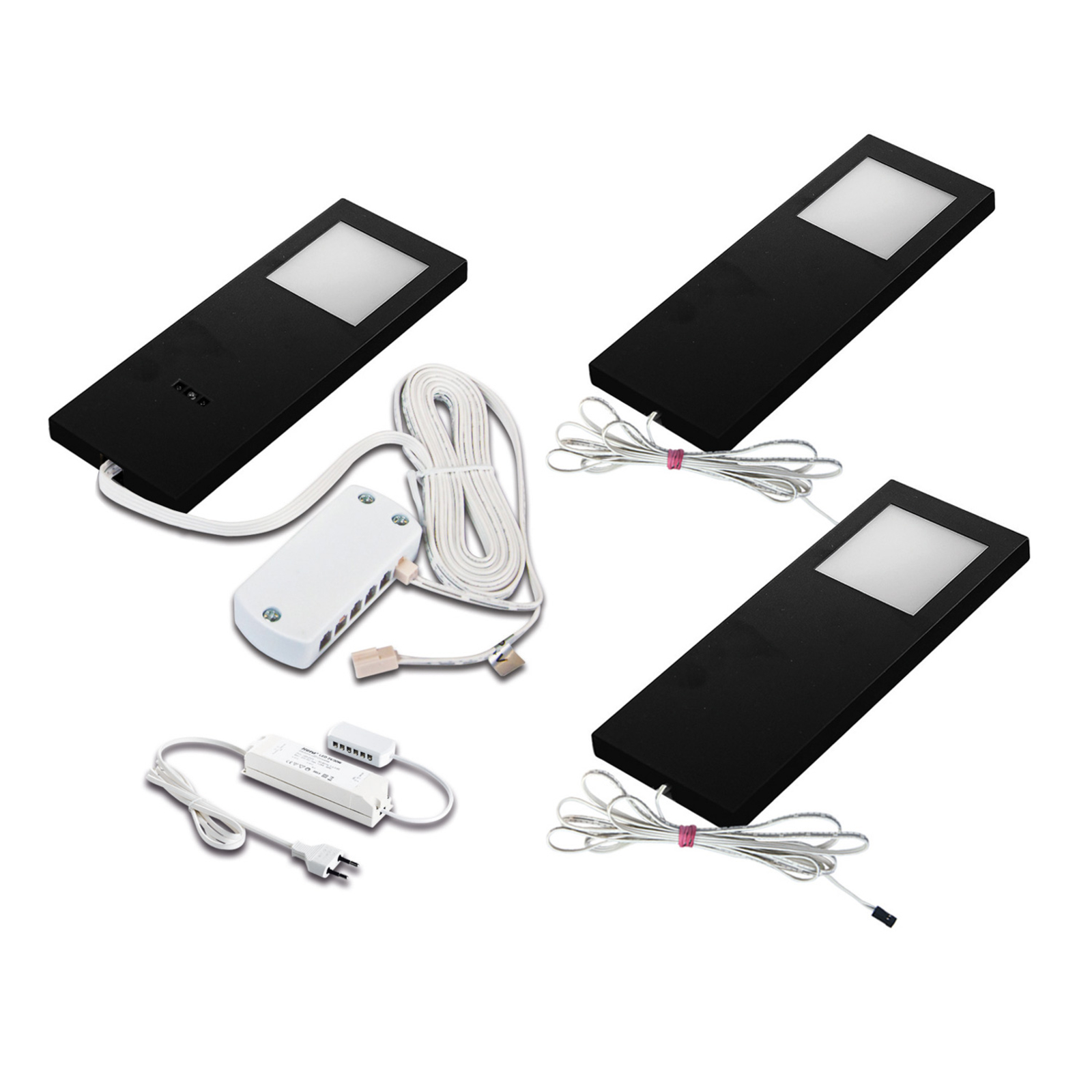 HERA LED SlimPad F under-cabinet light 3x 3,000 K black, for Kitchen, plastic, 5 W, energy efficiency: A+, L: 18 cm, W: 7 cm, H: 1.1 cm