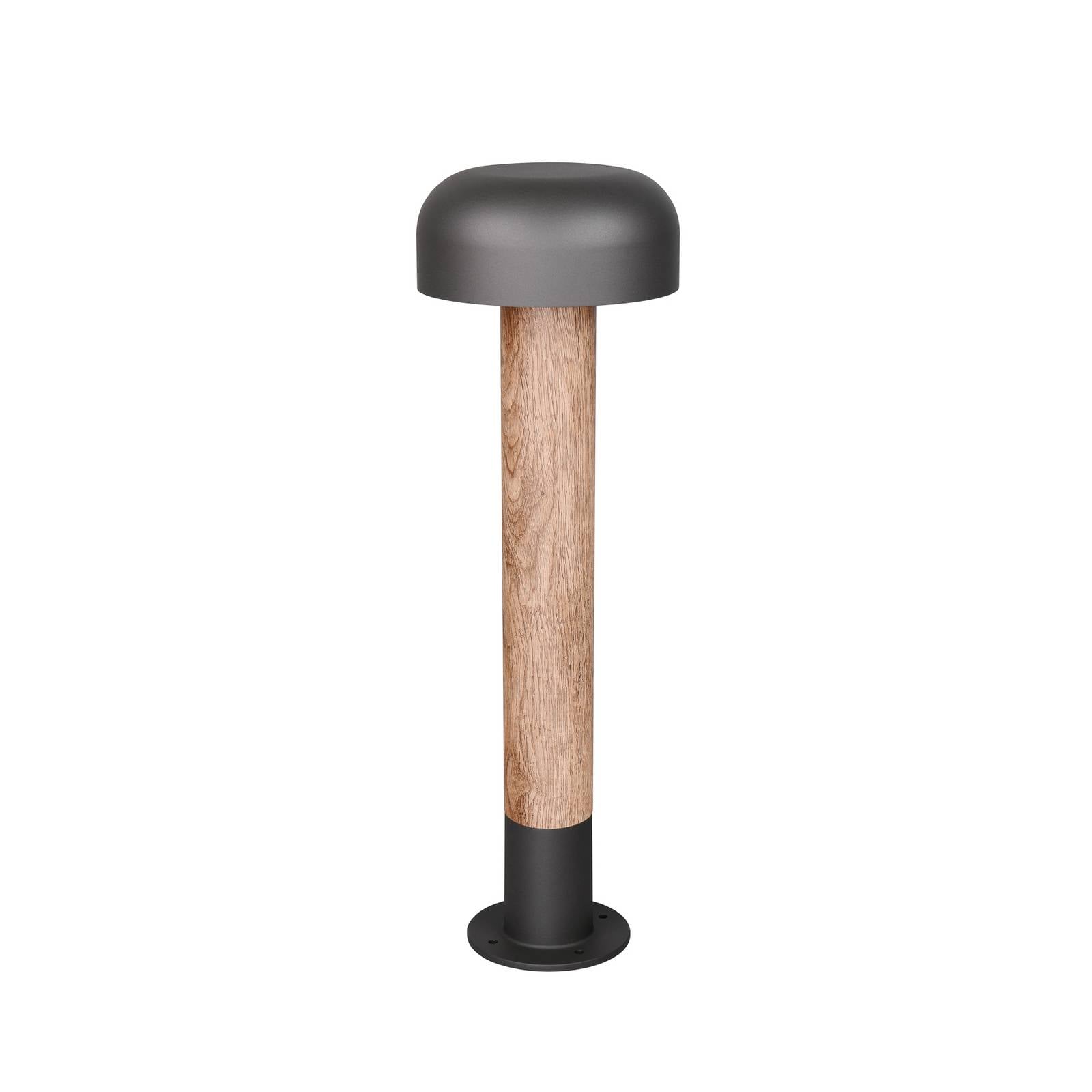 Wegeleuchte Fraser, grau/Holzoptik, Alu, IP54, Höhe 84,5 cm