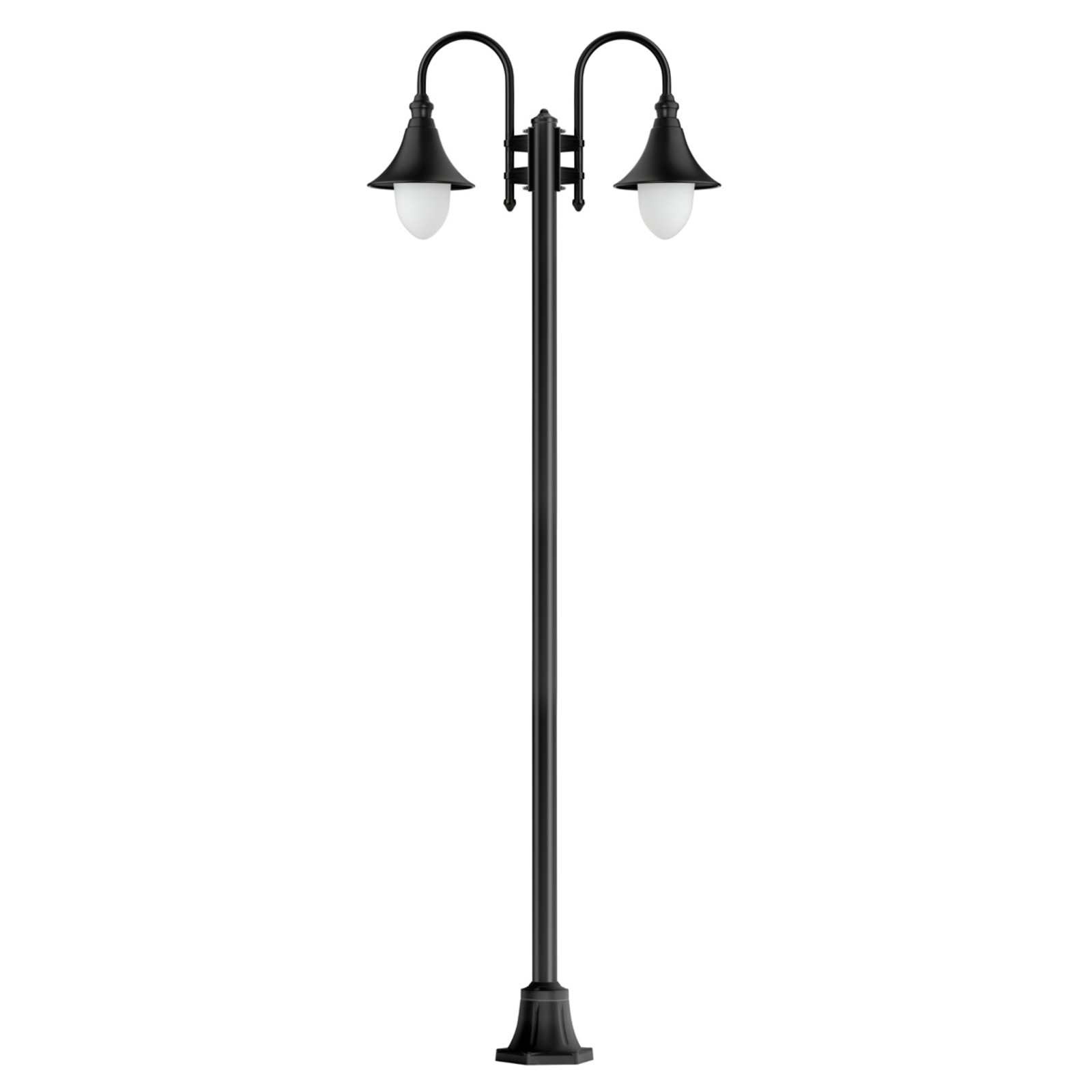 LCD Miranda - two-bulb post light, black, die-cast aluminium, glass, E27, 100 W, energy efficiency: A++, H: 248 cm