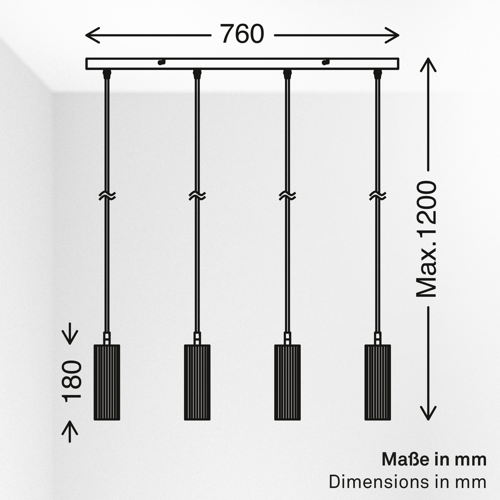 Suspension Ida, marron, à 4 lampes, longueur 76 cm, GU10 Suspension Ida, marron, à 4 lampes, longueur 76 cm, GU10